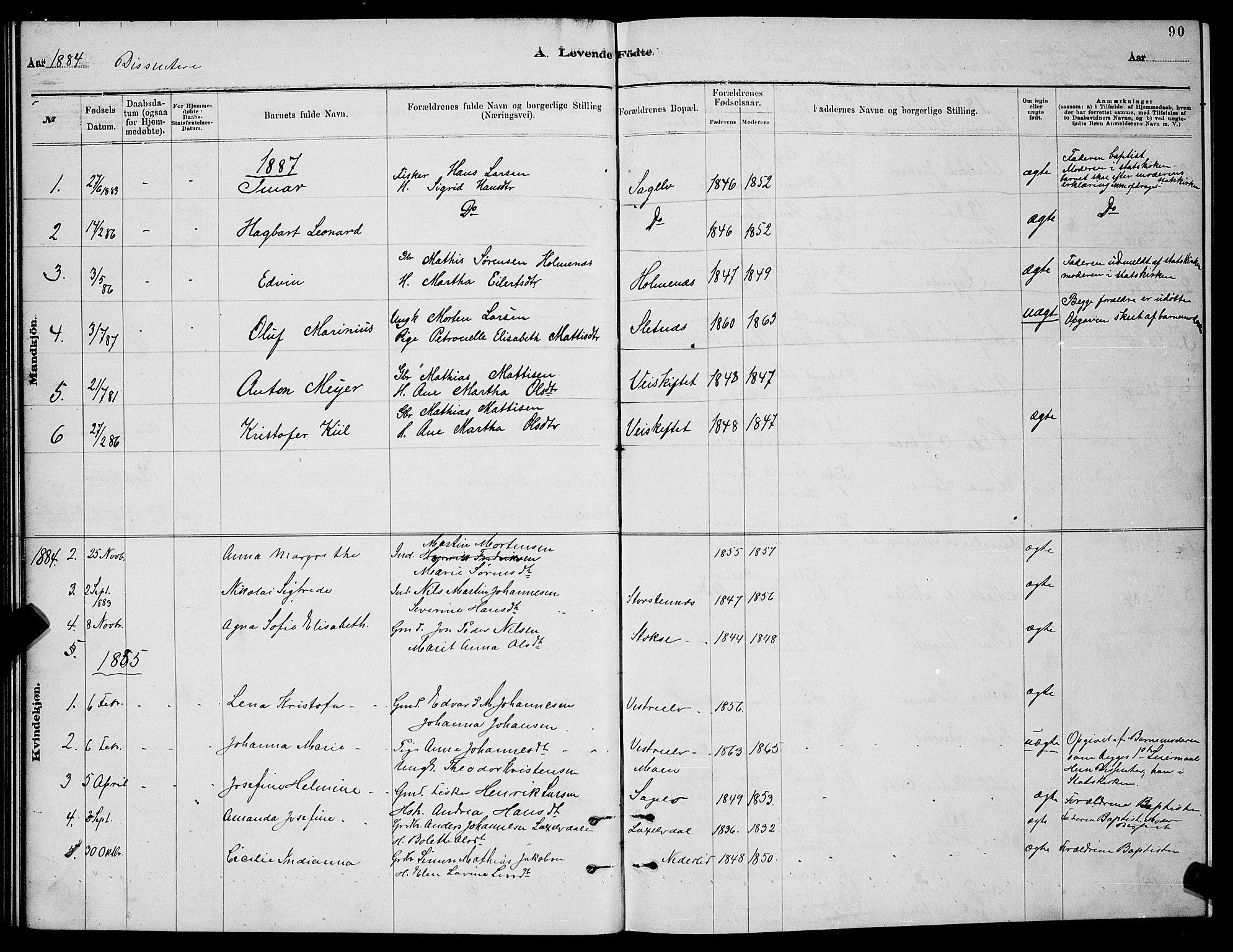 Balsfjord sokneprestembete, SATØ/S-1303/G/Ga/L0007klokker: Parish register (copy) no. 7, 1878-1889, p. 90