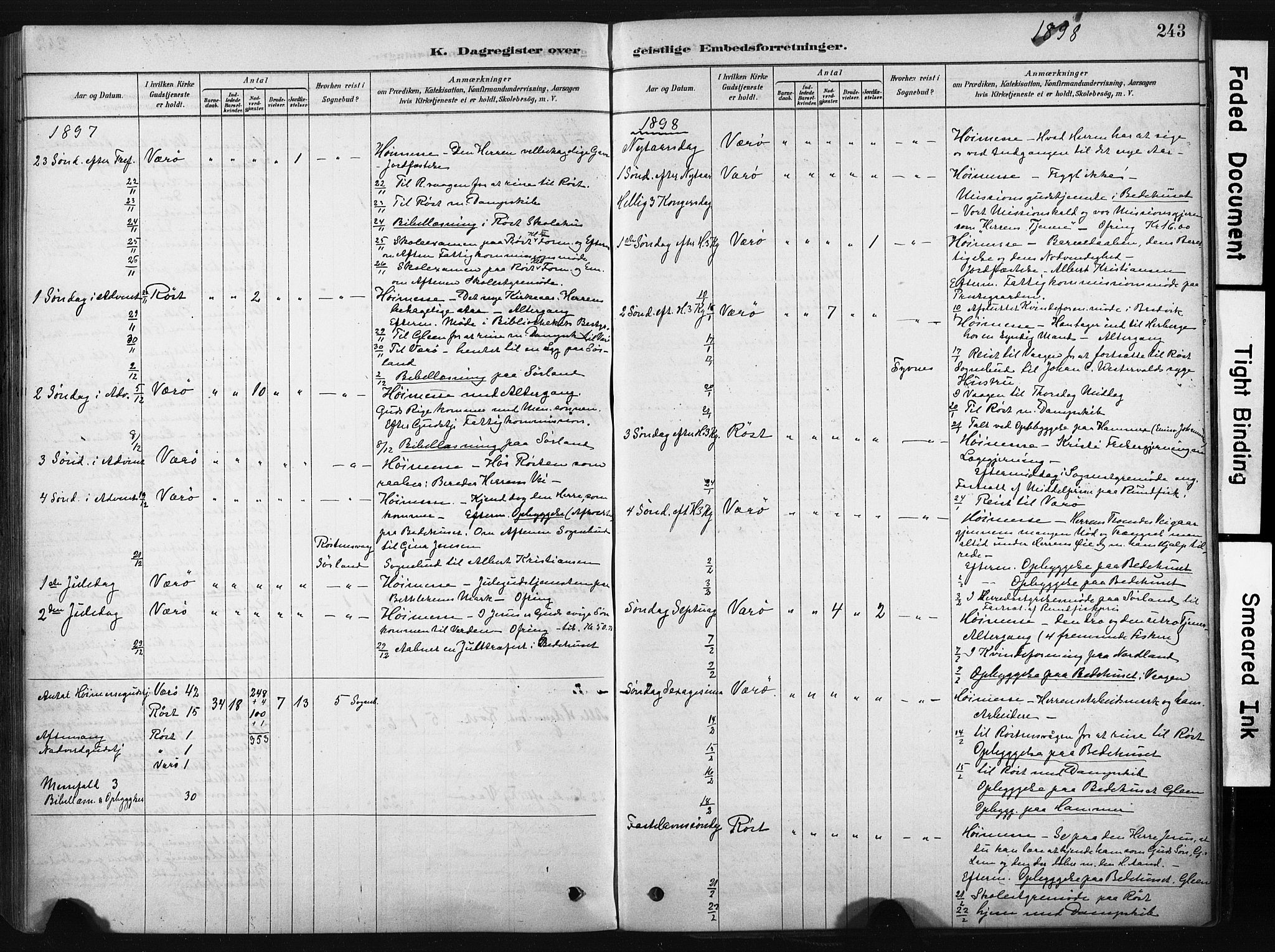 Ministerialprotokoller, klokkerbøker og fødselsregistre - Nordland, AV/SAT-A-1459/808/L0128: Parish register (official) no. 808A01, 1880-1902, p. 243