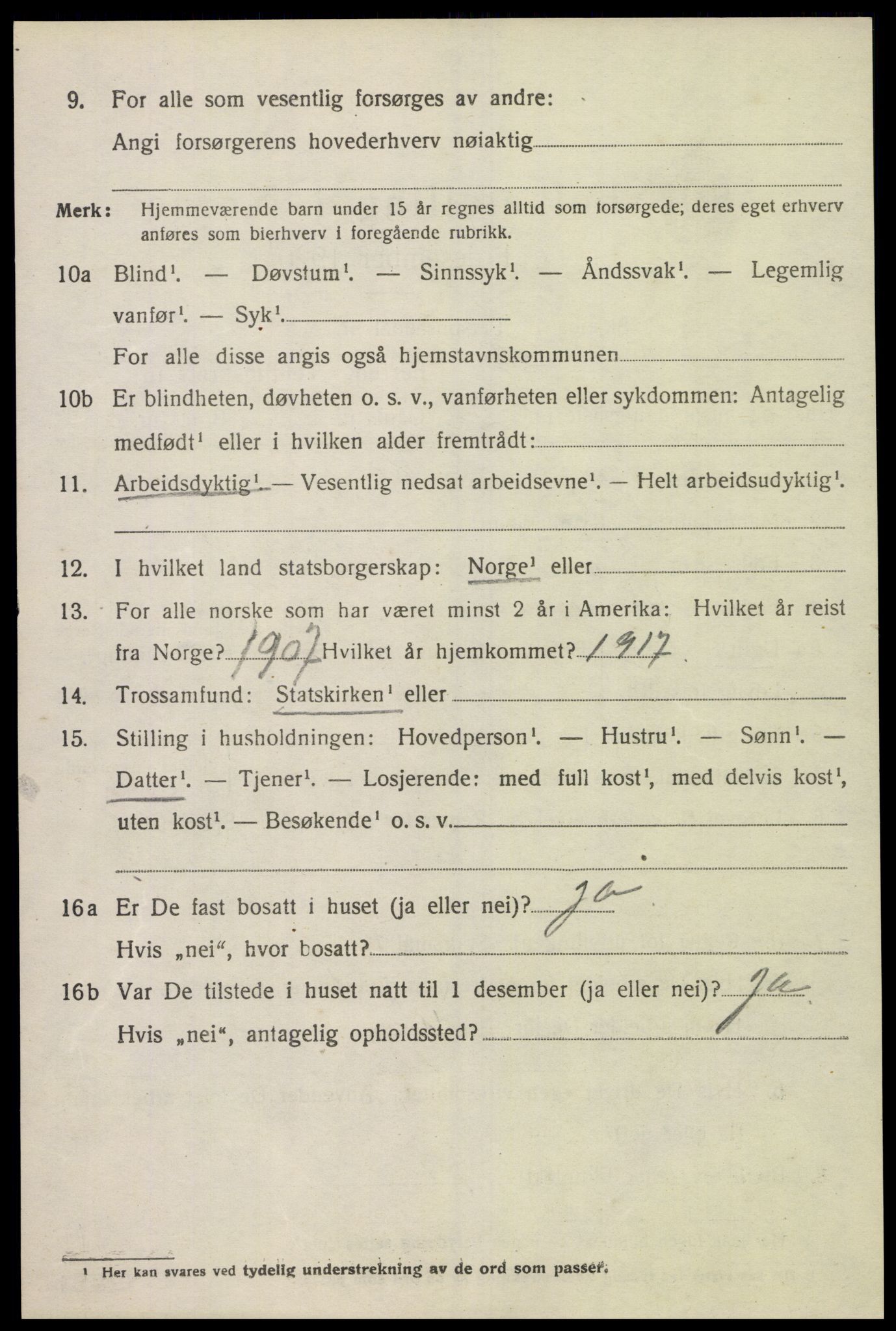 SAK, 1920 census for Vigmostad, 1920, p. 1218