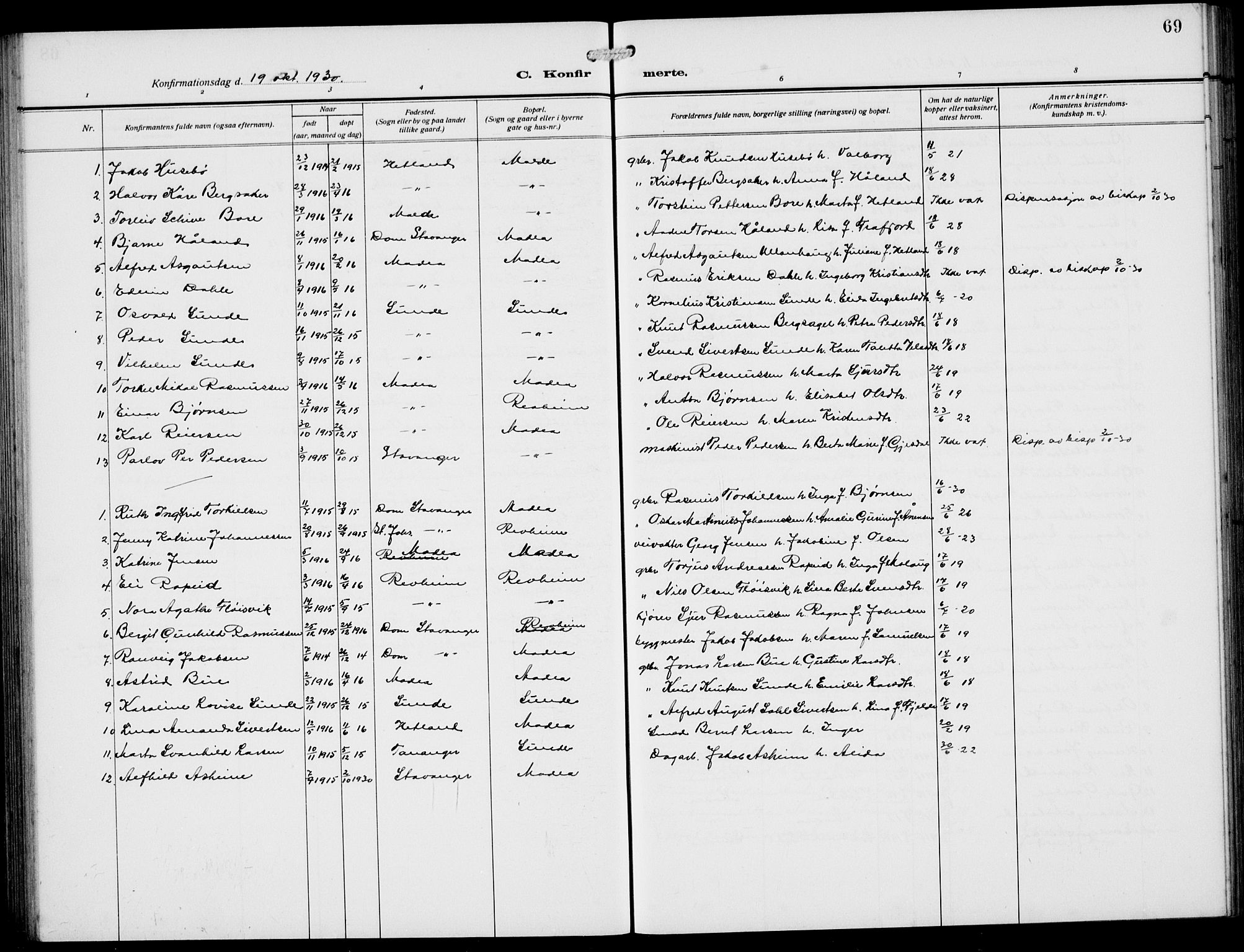 Håland sokneprestkontor, AV/SAST-A-101802/002/A/L0001: Parish register (copy) no. B 6, 1914-1940, p. 69