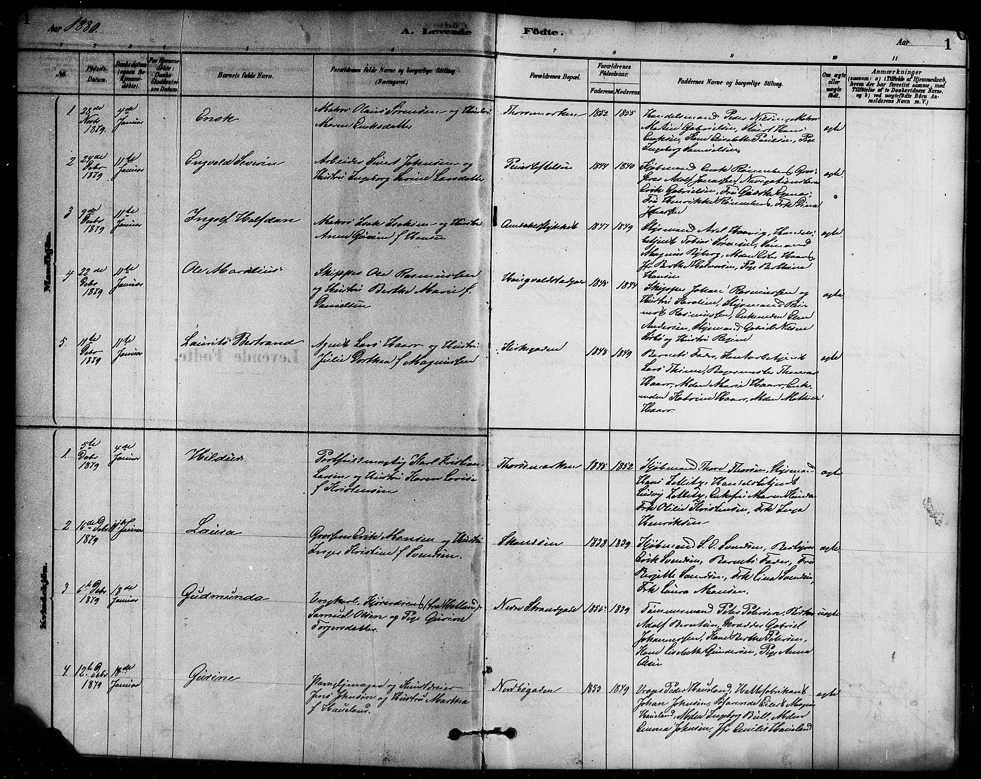 Domkirken sokneprestkontor, SAST/A-101812/001/30/30BB/L0015: Parish register (copy) no. B 15, 1880-1891, p. 1
