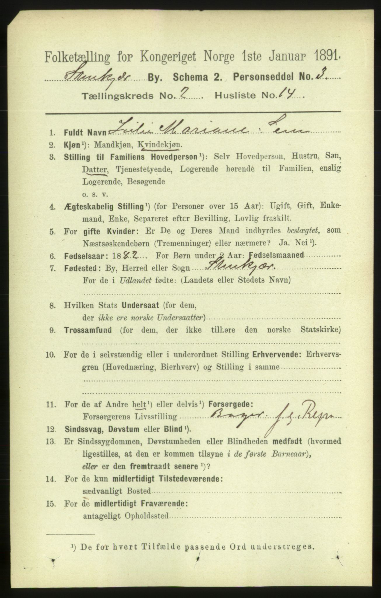 RA, 1891 census for 1702 Steinkjer, 1891, p. 447