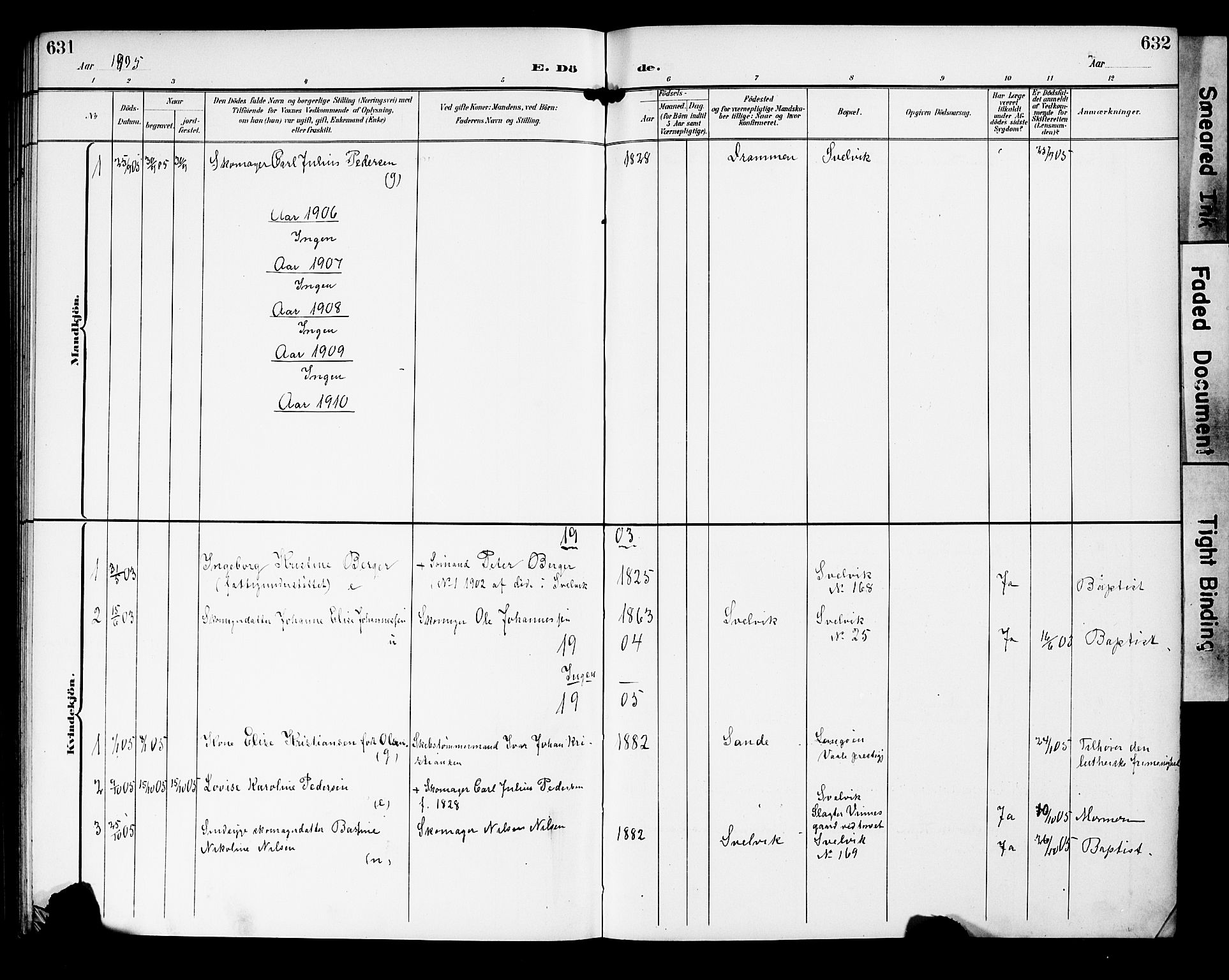 Strømm kirkebøker, AV/SAKO-A-322/G/Gb/L0002: Parish register (copy) no. II 2, 1897-1928, p. 631-632