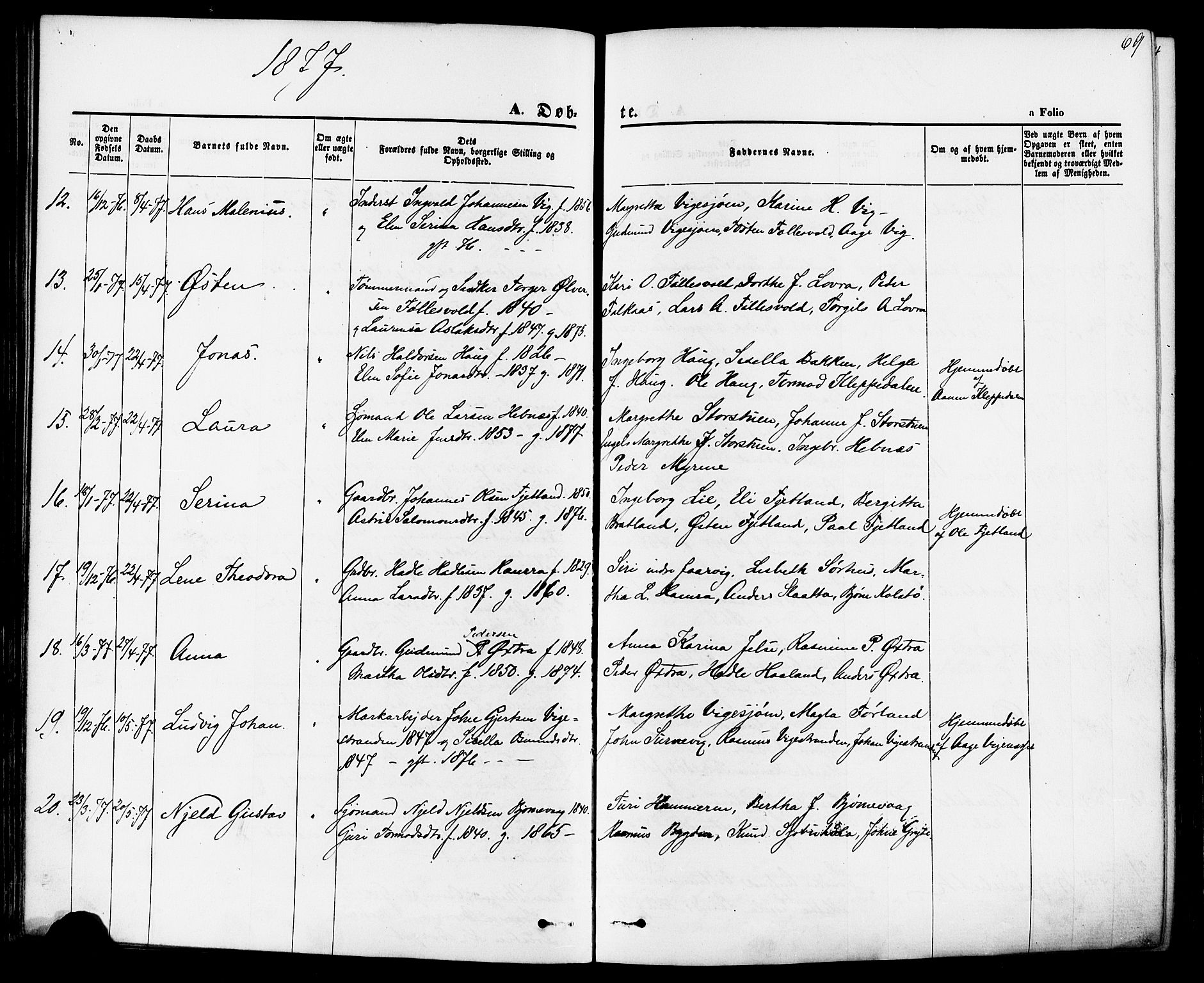 Jelsa sokneprestkontor, AV/SAST-A-101842/01/IV: Parish register (official) no. A 8, 1867-1883, p. 69