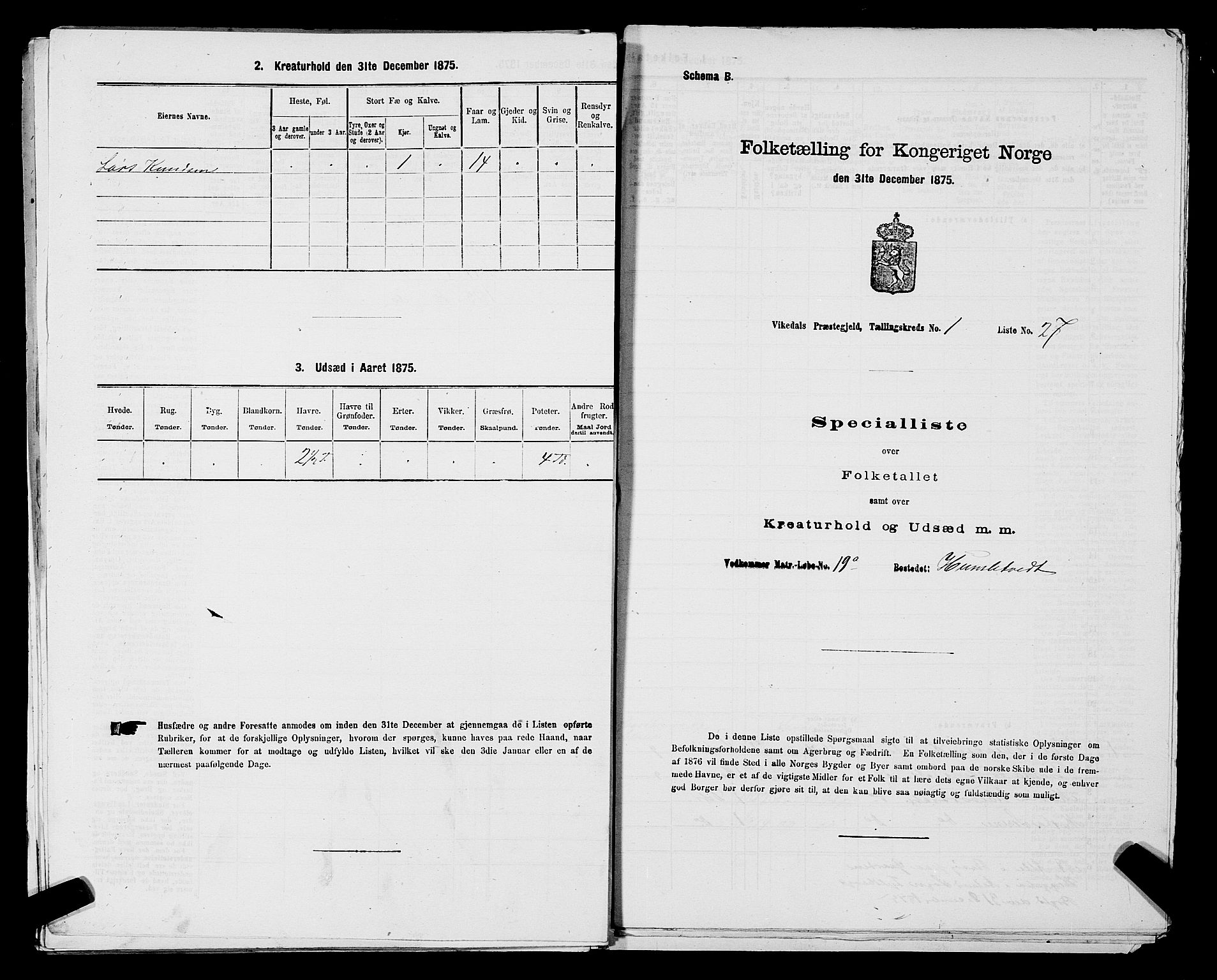 SAST, 1875 census for 1157P Vikedal, 1875, p. 121