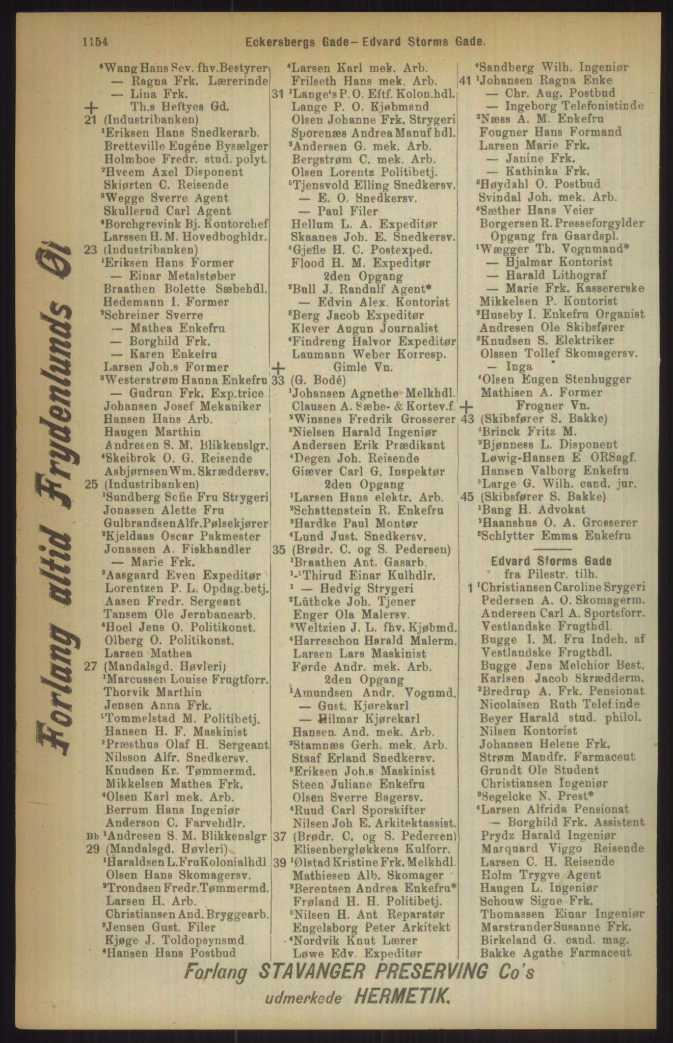 Kristiania/Oslo adressebok, PUBL/-, 1911, p. 1154