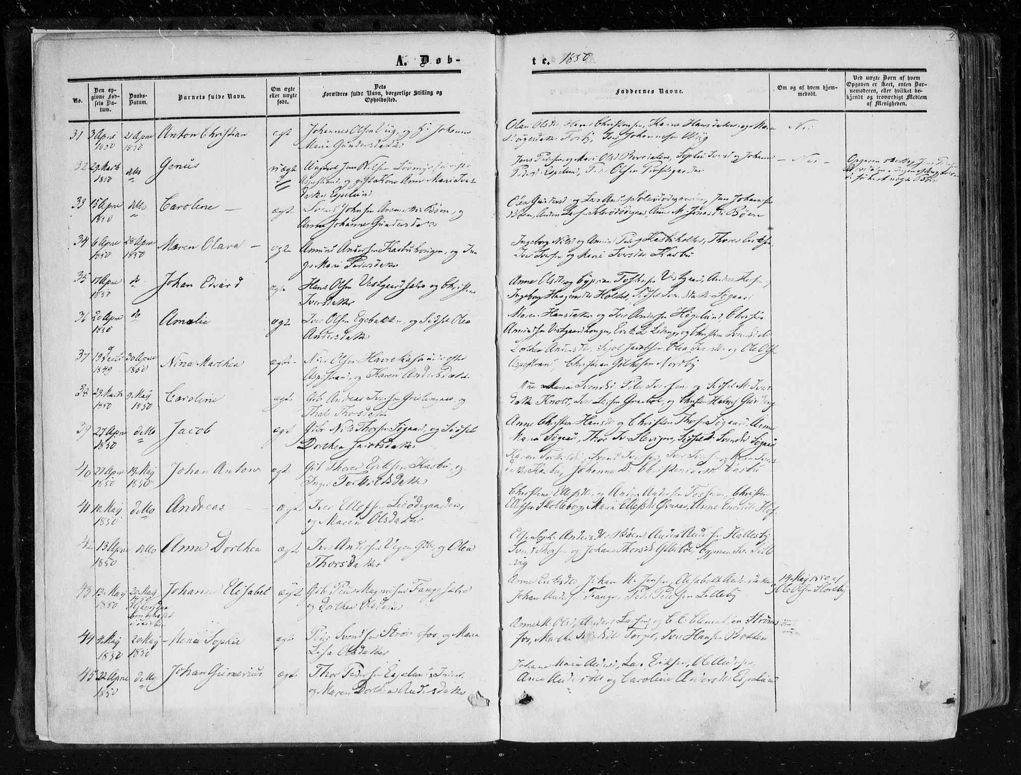 Aremark prestekontor Kirkebøker, AV/SAO-A-10899/F/Fc/L0003: Parish register (official) no. III 3, 1850-1865, p. 4