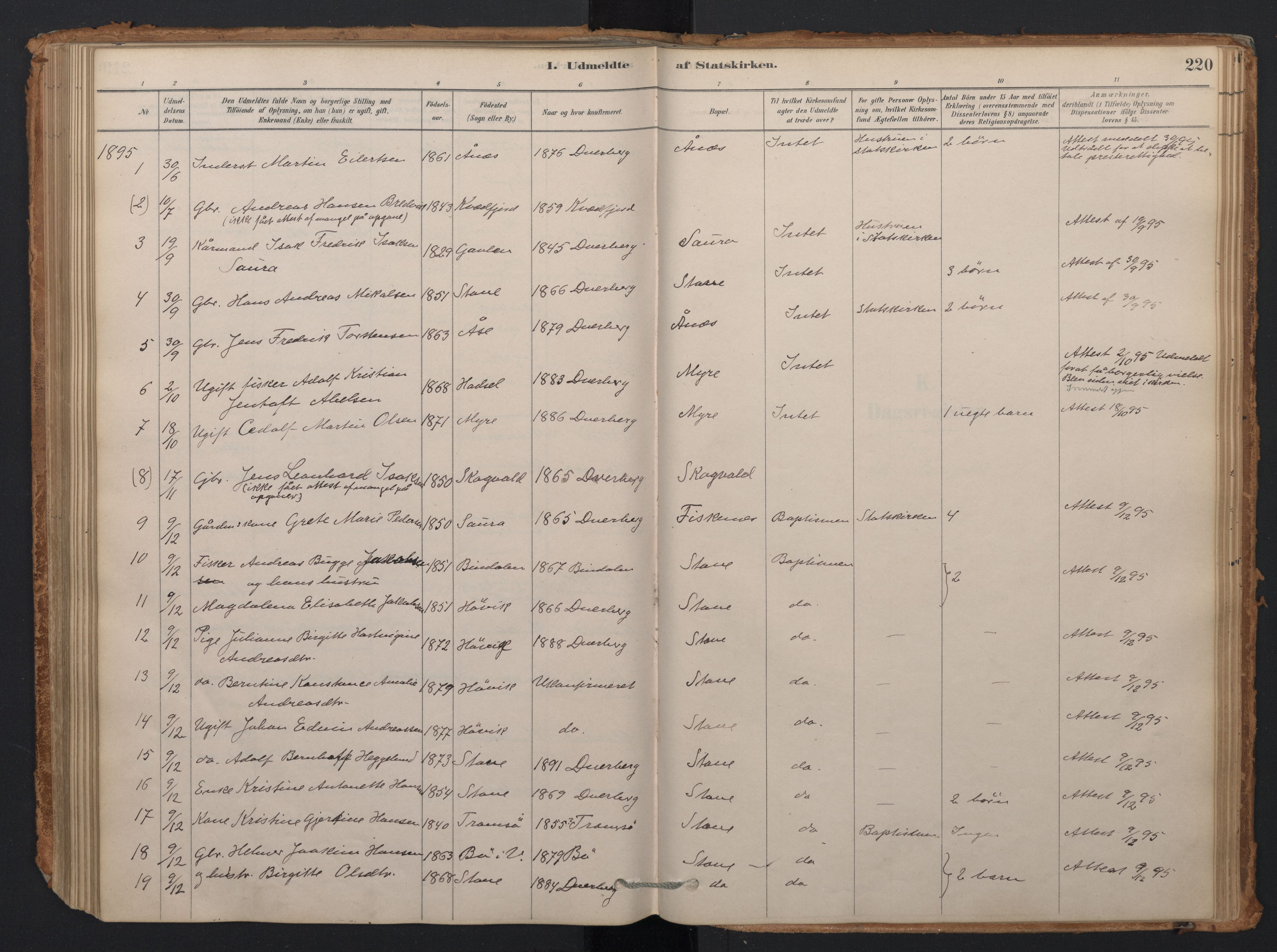 Ministerialprotokoller, klokkerbøker og fødselsregistre - Nordland, AV/SAT-A-1459/897/L1399: Parish register (official) no. 897A06, 1881-1896, p. 220