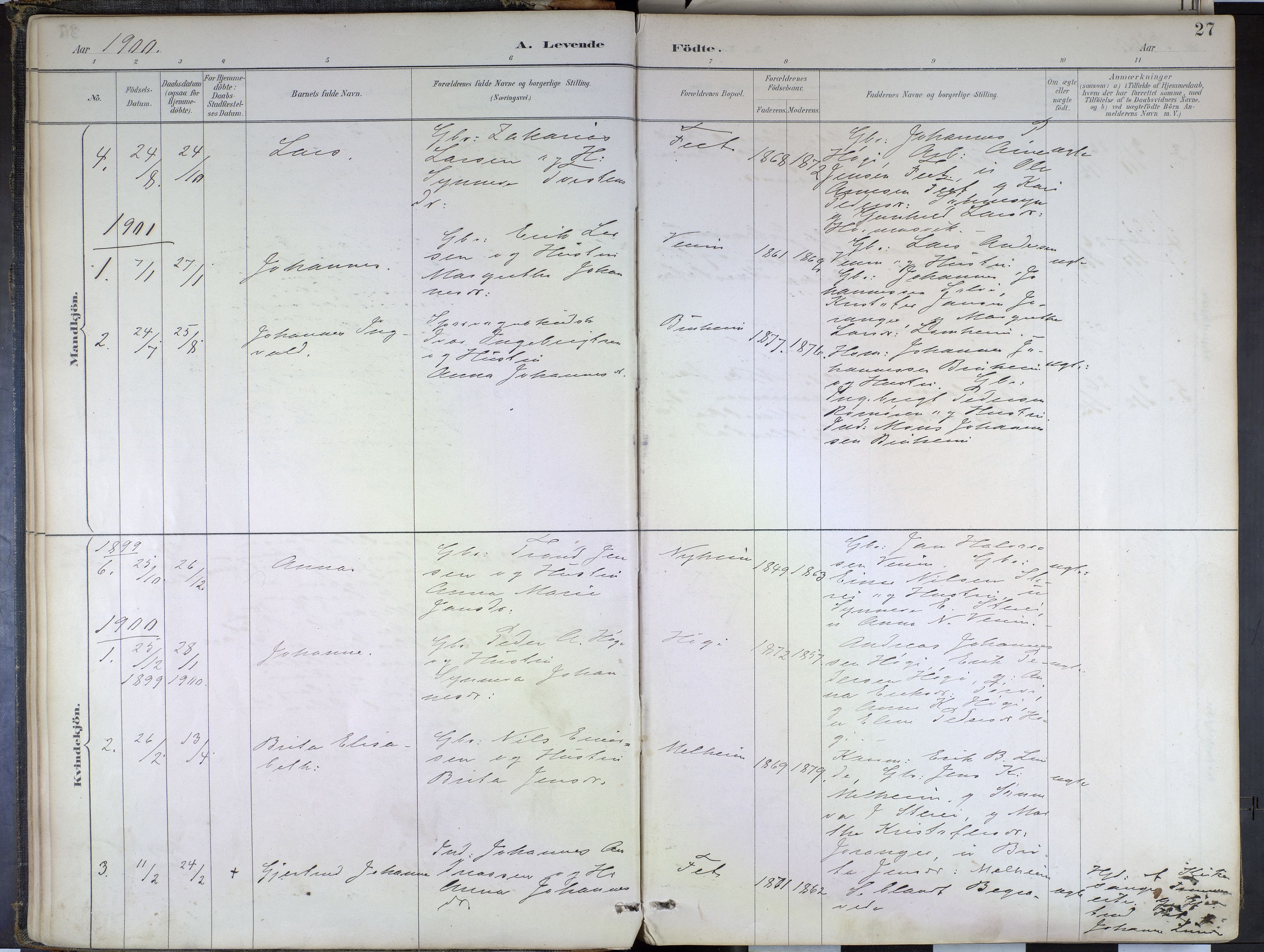 Hafslo sokneprestembete, SAB/A-80301/H/Haa/Haad/L0001: Parish register (official) no. D 1, 1886-1934, p. 27