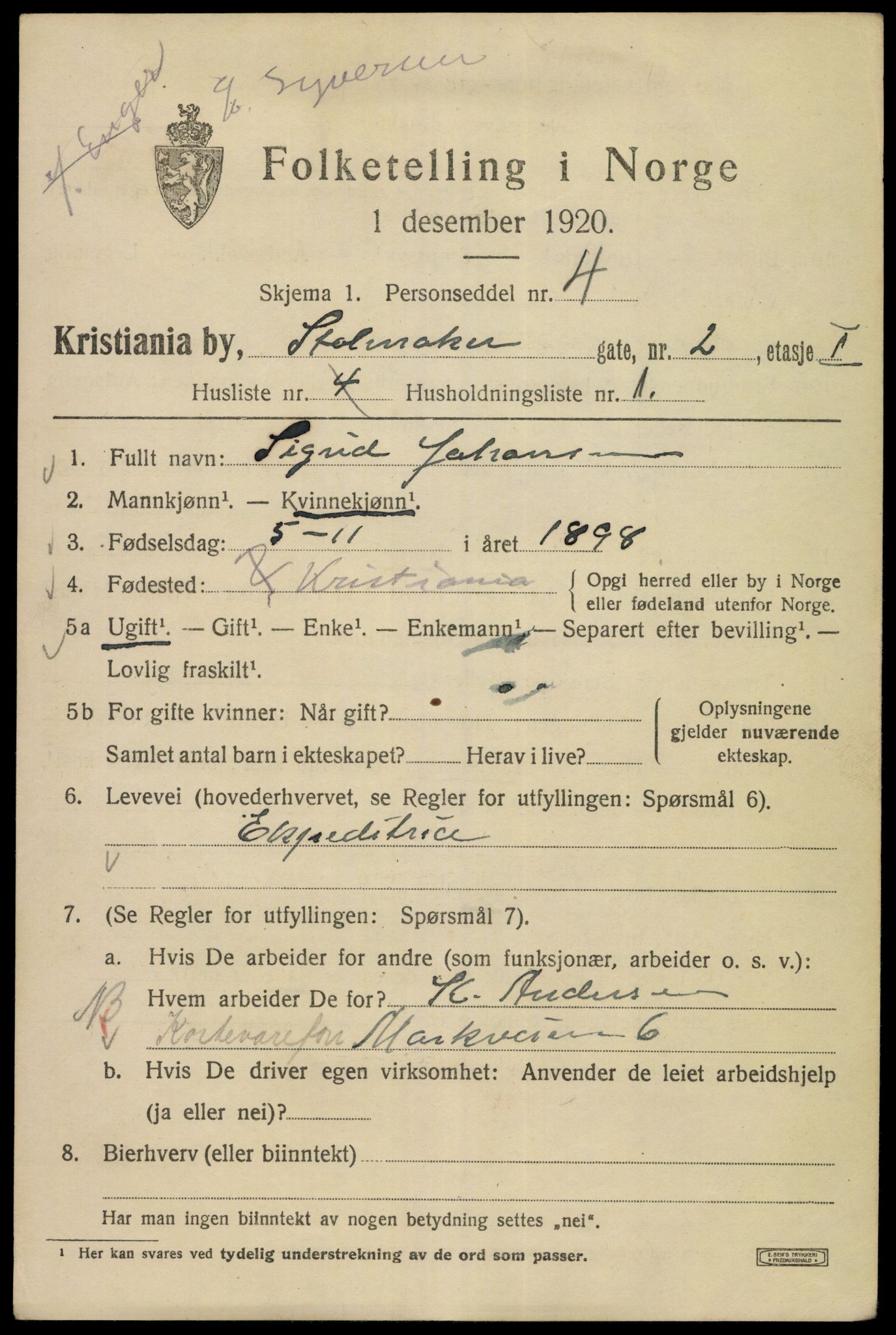 SAO, 1920 census for Kristiania, 1920, p. 546893