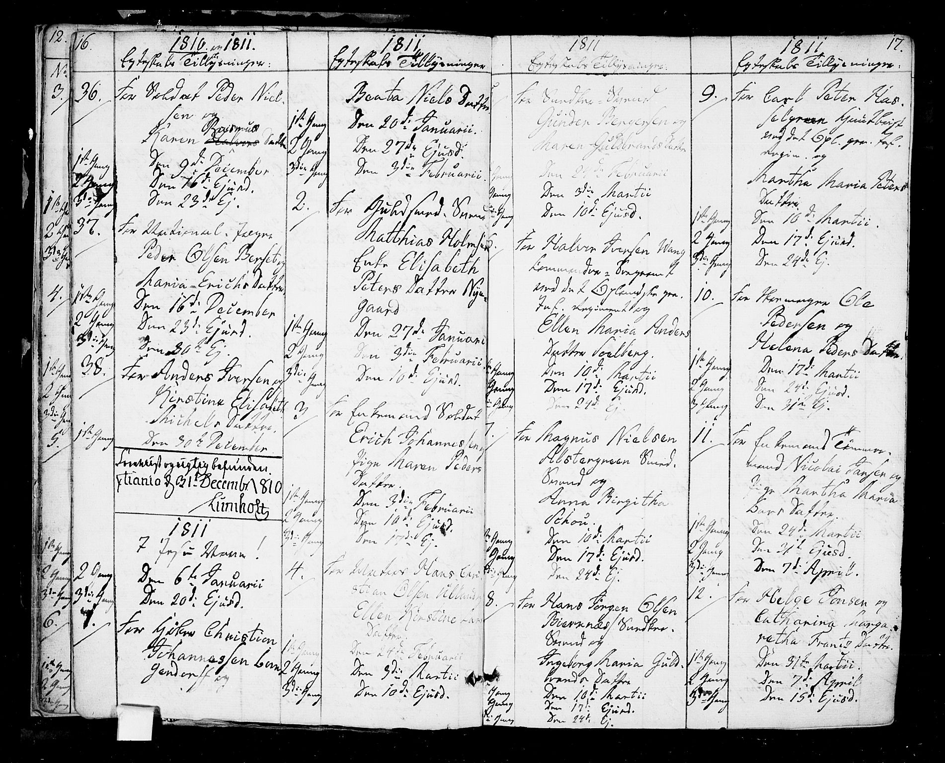 Oslo domkirke Kirkebøker, SAO/A-10752/F/Fa/L0006: Parish register (official) no. 6, 1807-1817, p. 16-17