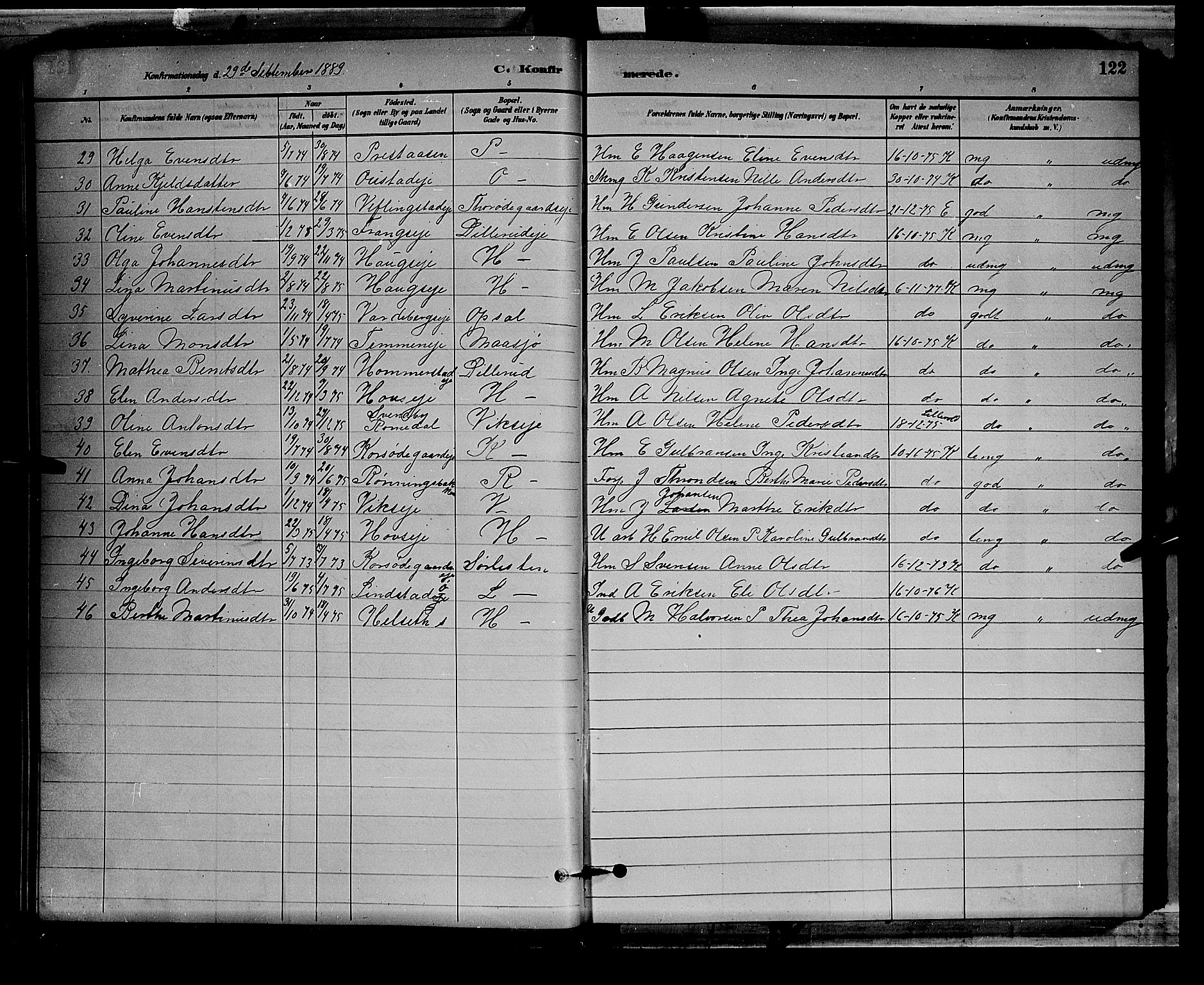 Stange prestekontor, AV/SAH-PREST-002/L/L0008: Parish register (copy) no. 8, 1882-1895, p. 122