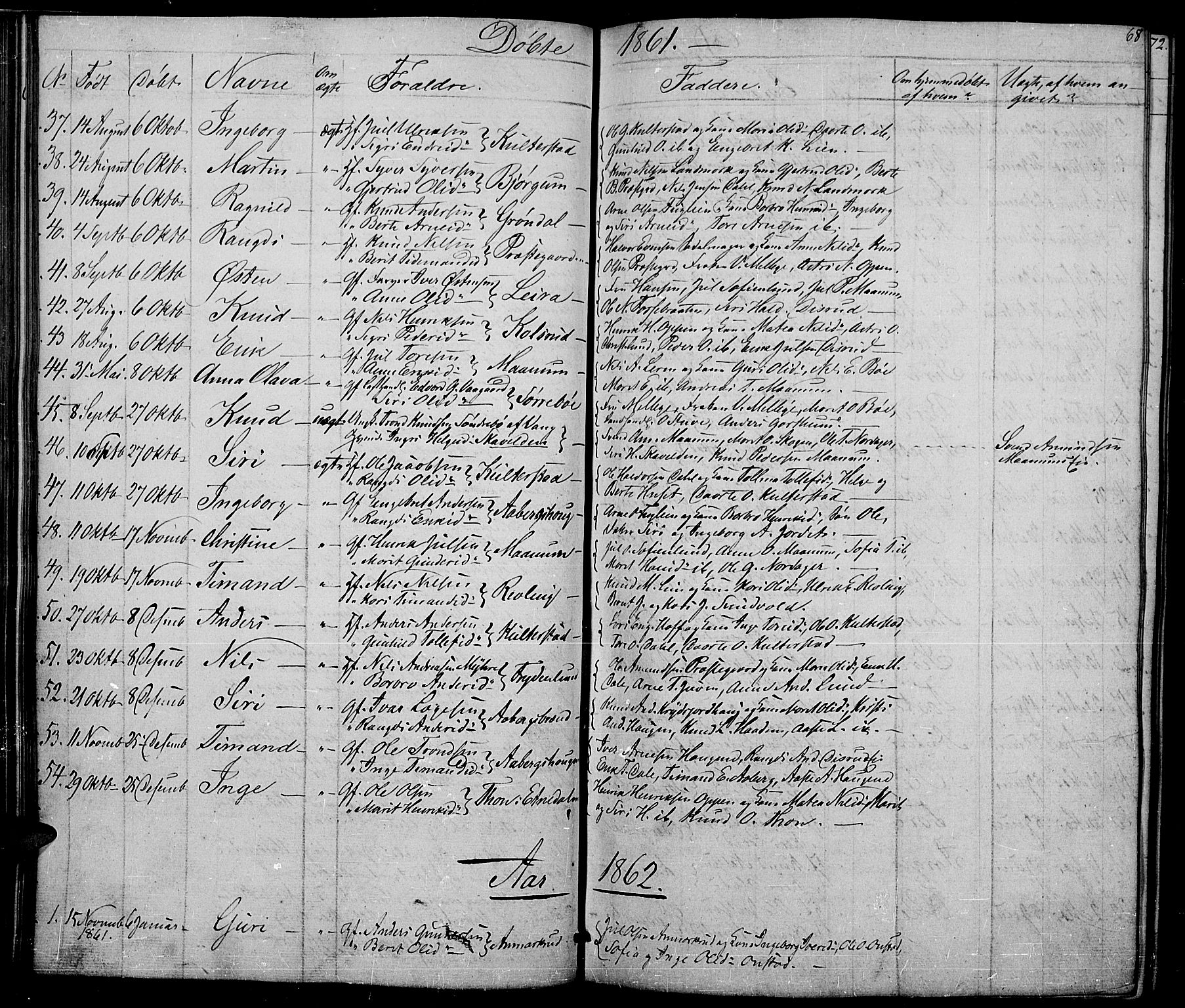 Nord-Aurdal prestekontor, SAH/PREST-132/H/Ha/Hab/L0002: Parish register (copy) no. 2, 1842-1877, p. 68