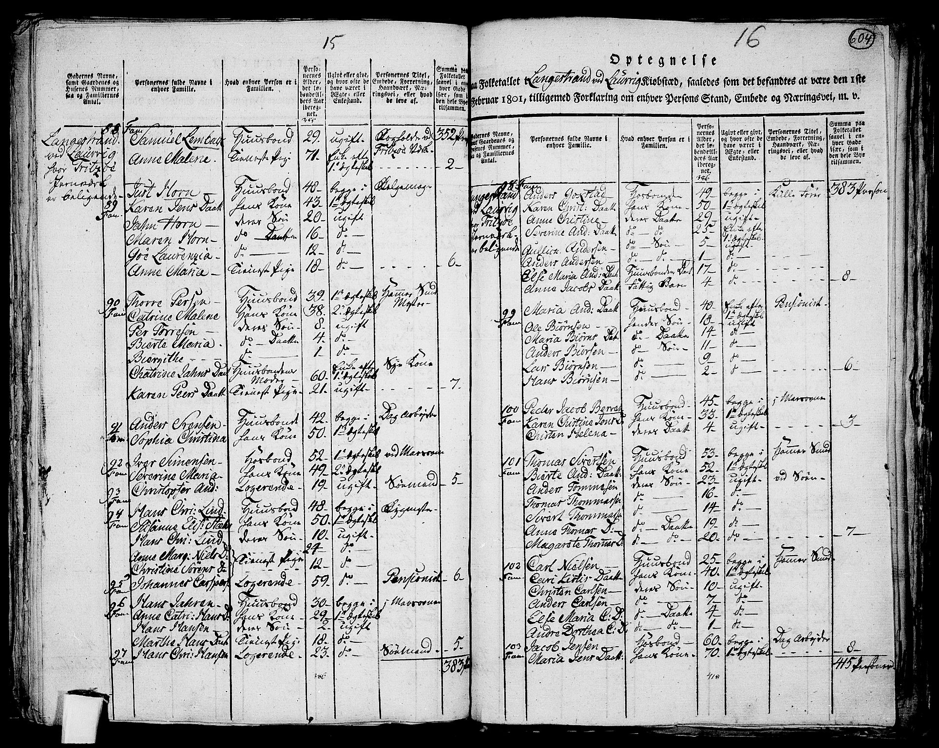 RA, 1801 census for 0707P Larvik, 1801, p. 603b-604a