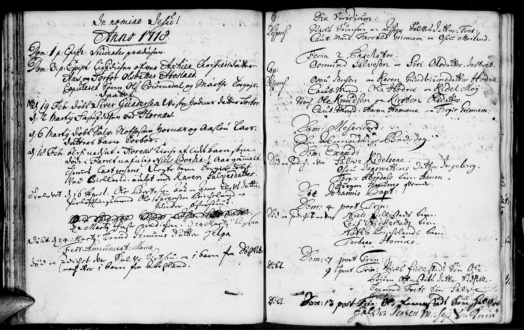 Evje sokneprestkontor, SAK/1111-0008/F/Fa/Fab/L0001: Parish register (official) no. A 1, 1704-1764, p. 58-59