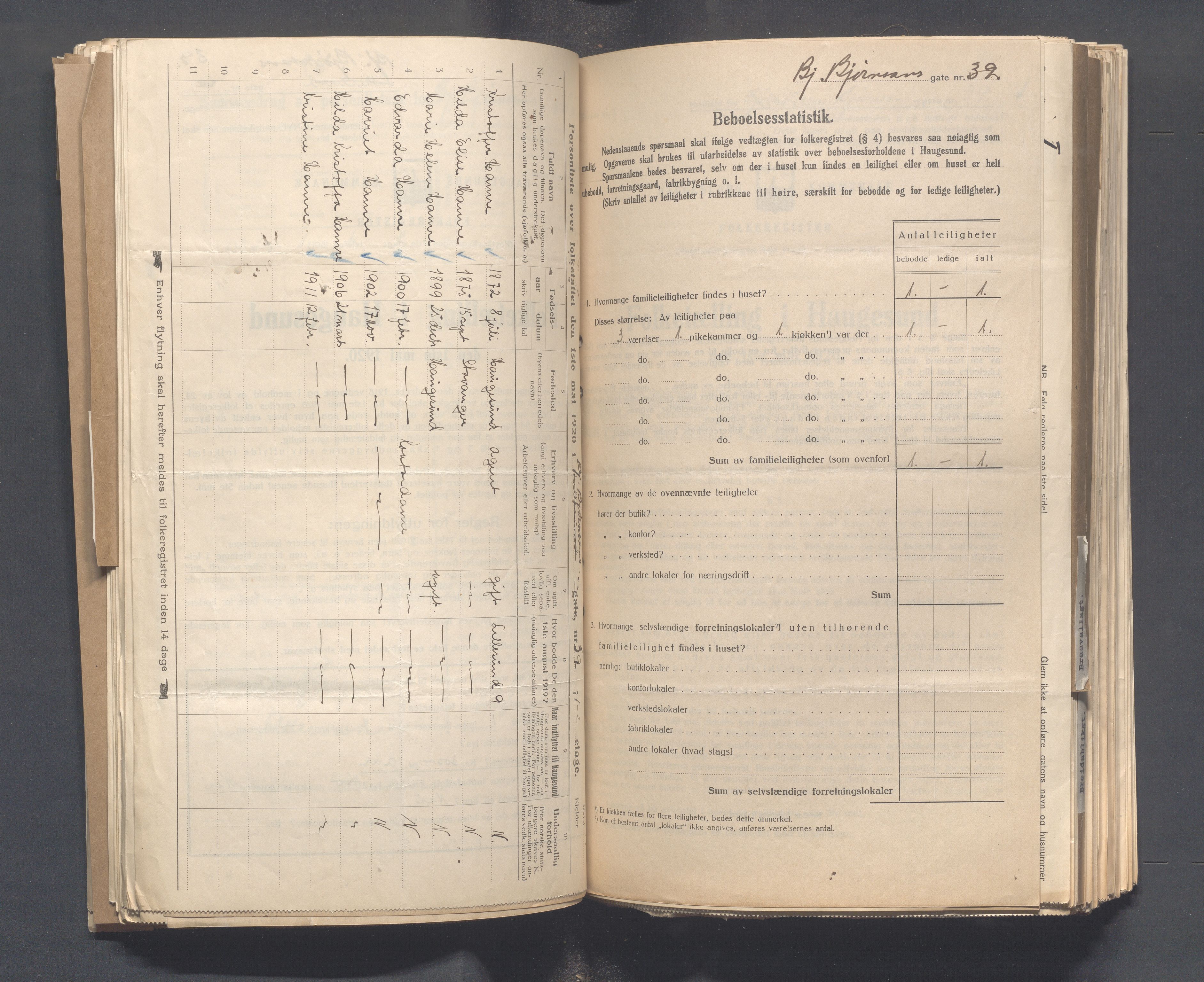 IKAR, Local census 1.5.1920 for Haugesund, 1920, p. 174