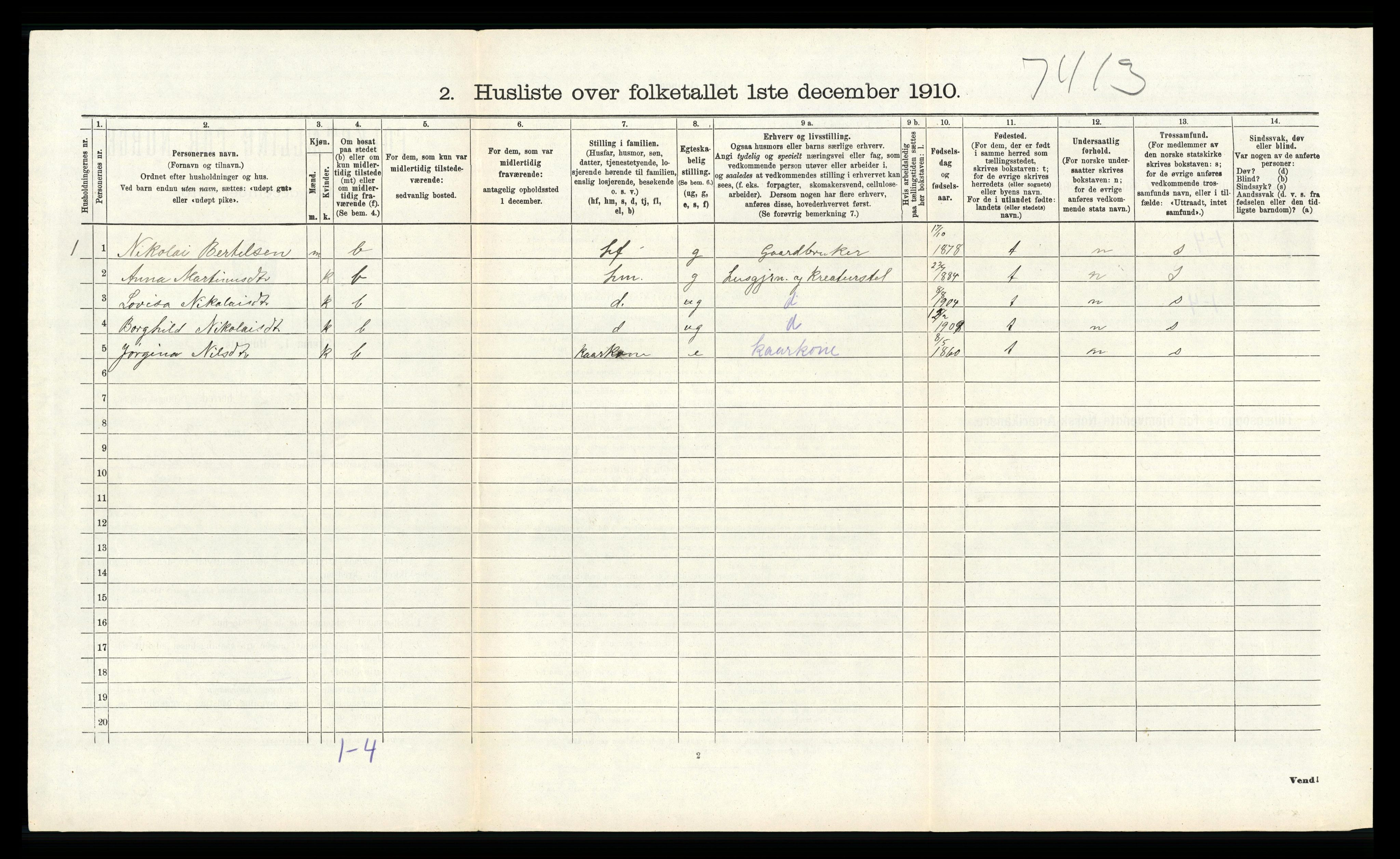 RA, 1910 census for Austrheim, 1910, p. 281