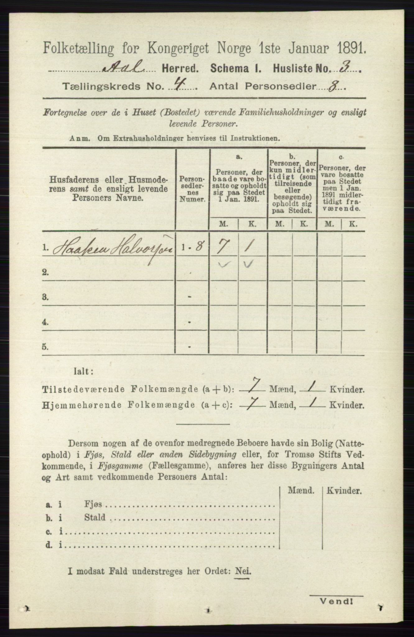 RA, 1891 census for 0619 Ål, 1891, p. 983