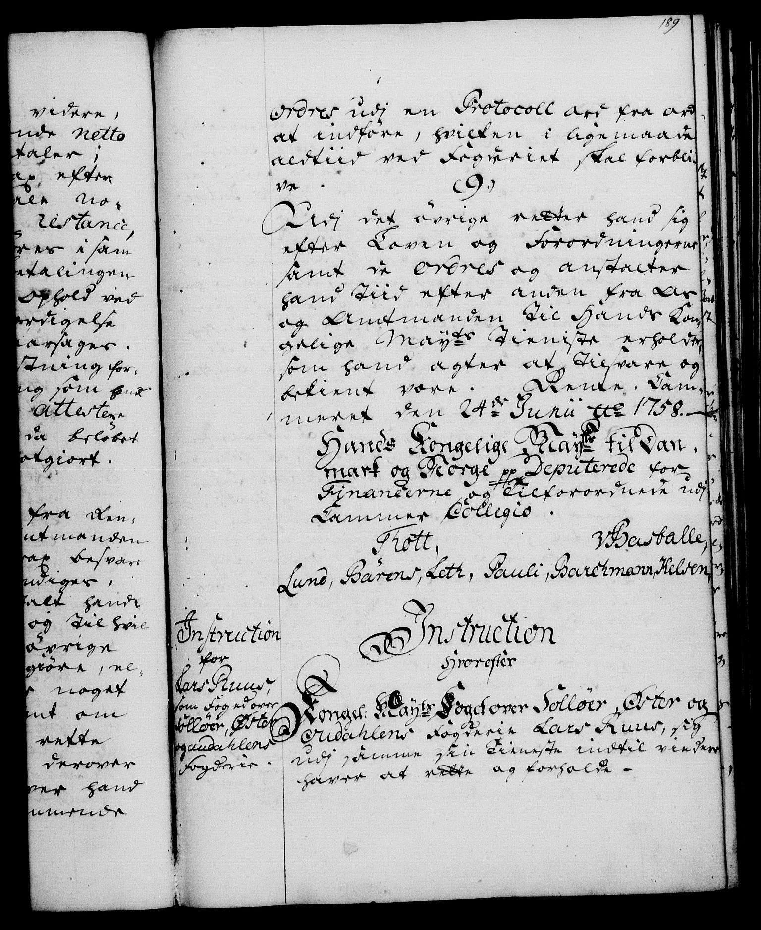 Rentekammeret, Kammerkanselliet, RA/EA-3111/G/Gg/Ggi/L0003: Norsk instruksjonsprotokoll med register (merket RK 53.36), 1751-1775, p. 189