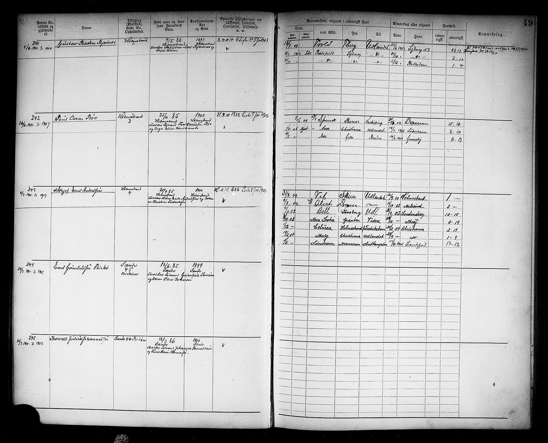 Holmestrand innrulleringskontor, AV/SAKO-A-1151/F/Fb/L0002: Annotasjonsrulle, 1894-1911, p. 52