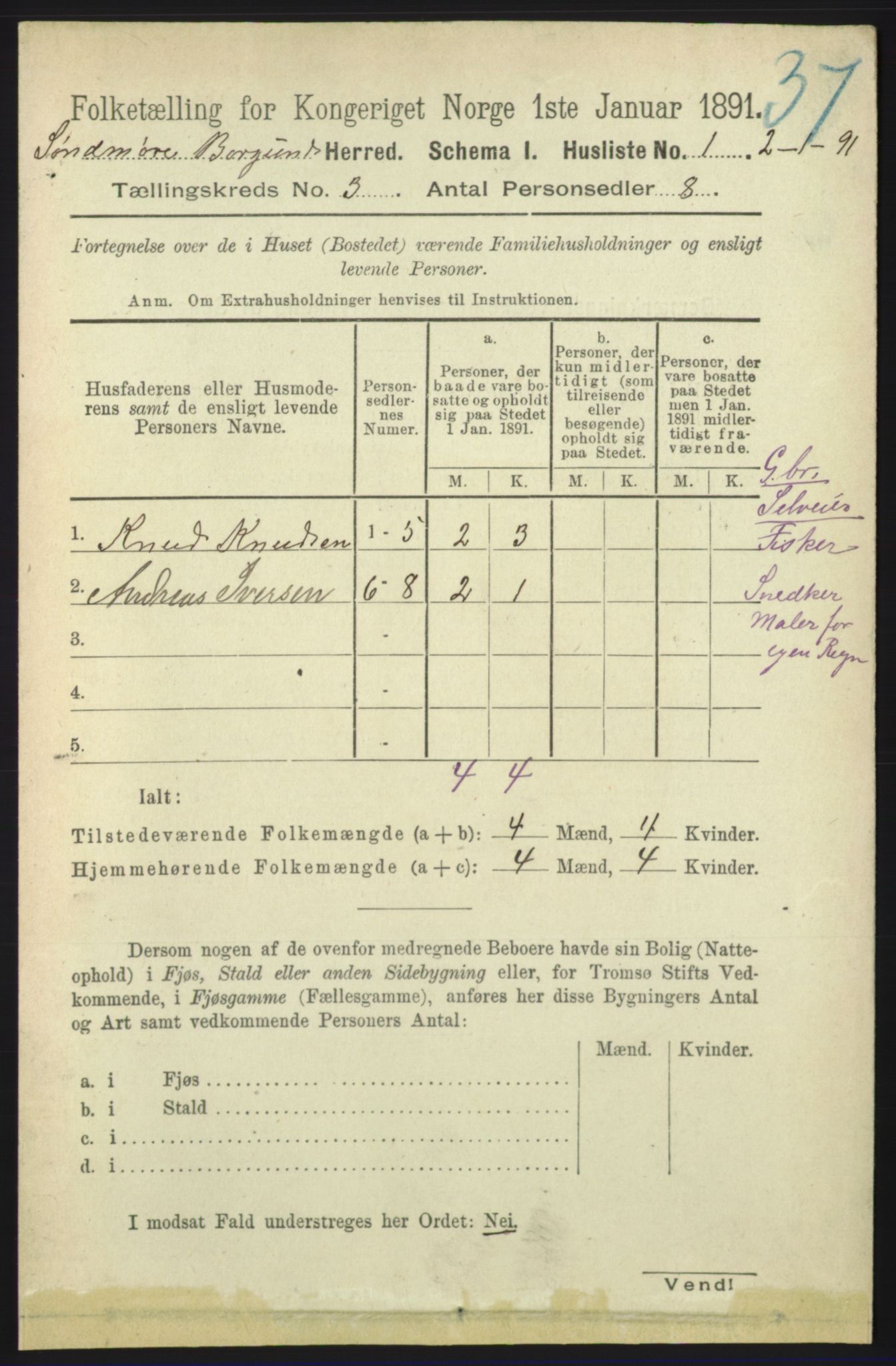 RA, 1891 census for 1531 Borgund, 1891, p. 558