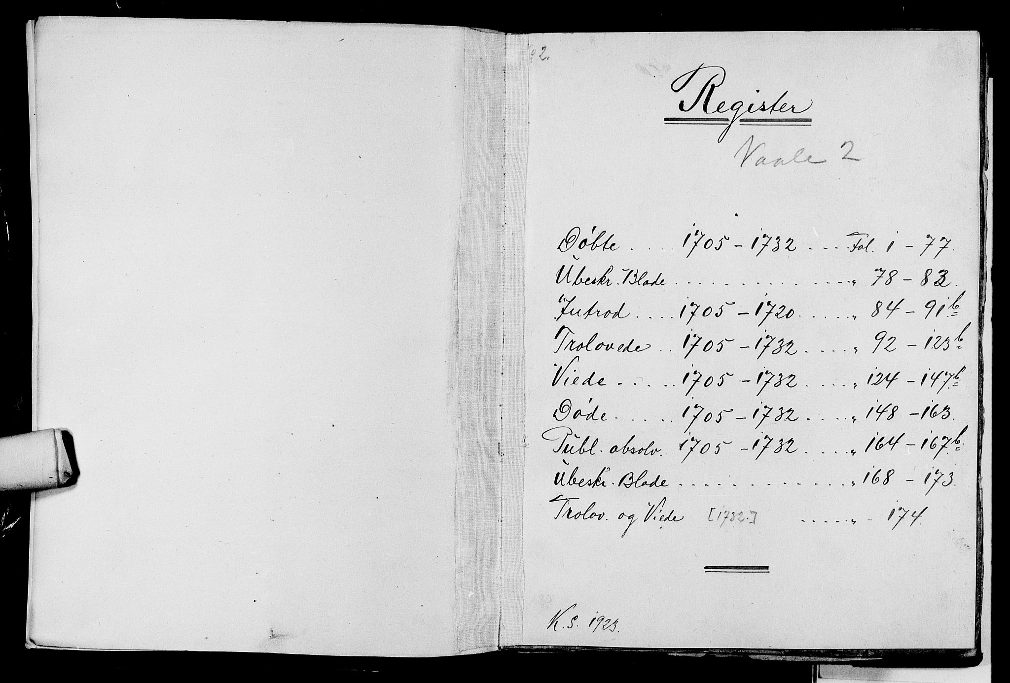 Våle kirkebøker, AV/SAKO-A-334/F/Fa/L0002: Parish register (official) no. I 2, 1705-1732