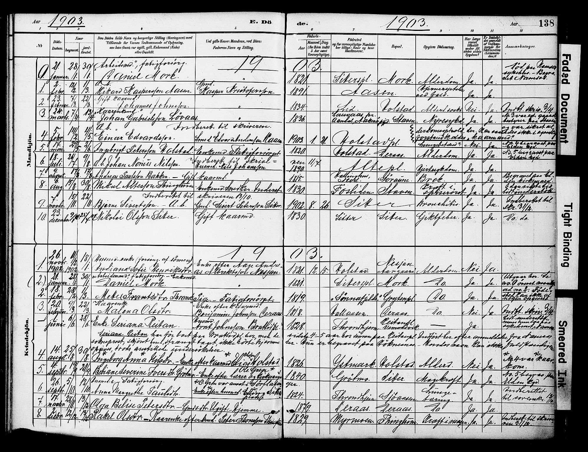 Ministerialprotokoller, klokkerbøker og fødselsregistre - Nord-Trøndelag, AV/SAT-A-1458/742/L0409: Parish register (official) no. 742A02, 1891-1905, p. 138