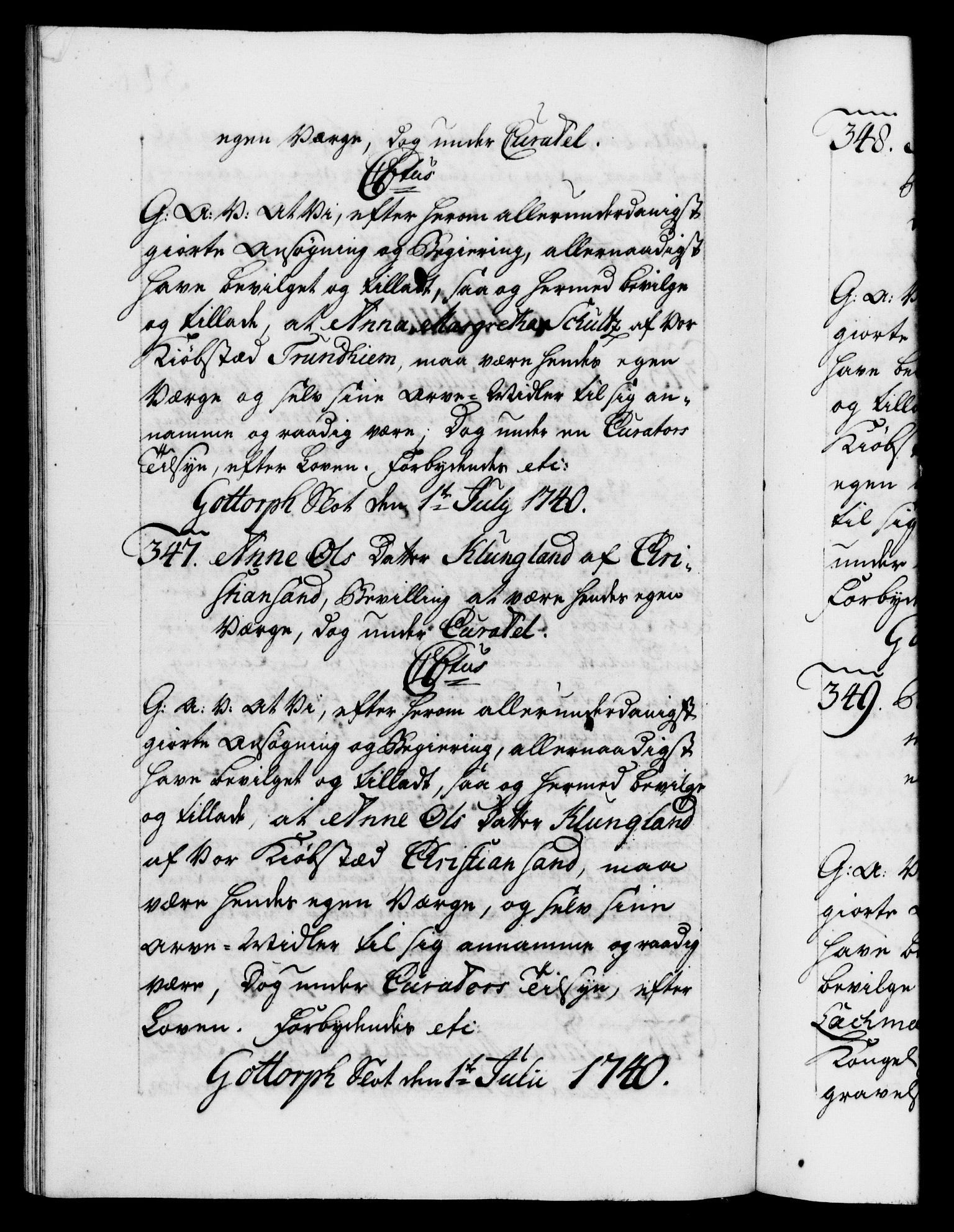 Danske Kanselli 1572-1799, AV/RA-EA-3023/F/Fc/Fca/Fcaa/L0031: Norske registre, 1739-1740, p. 547b