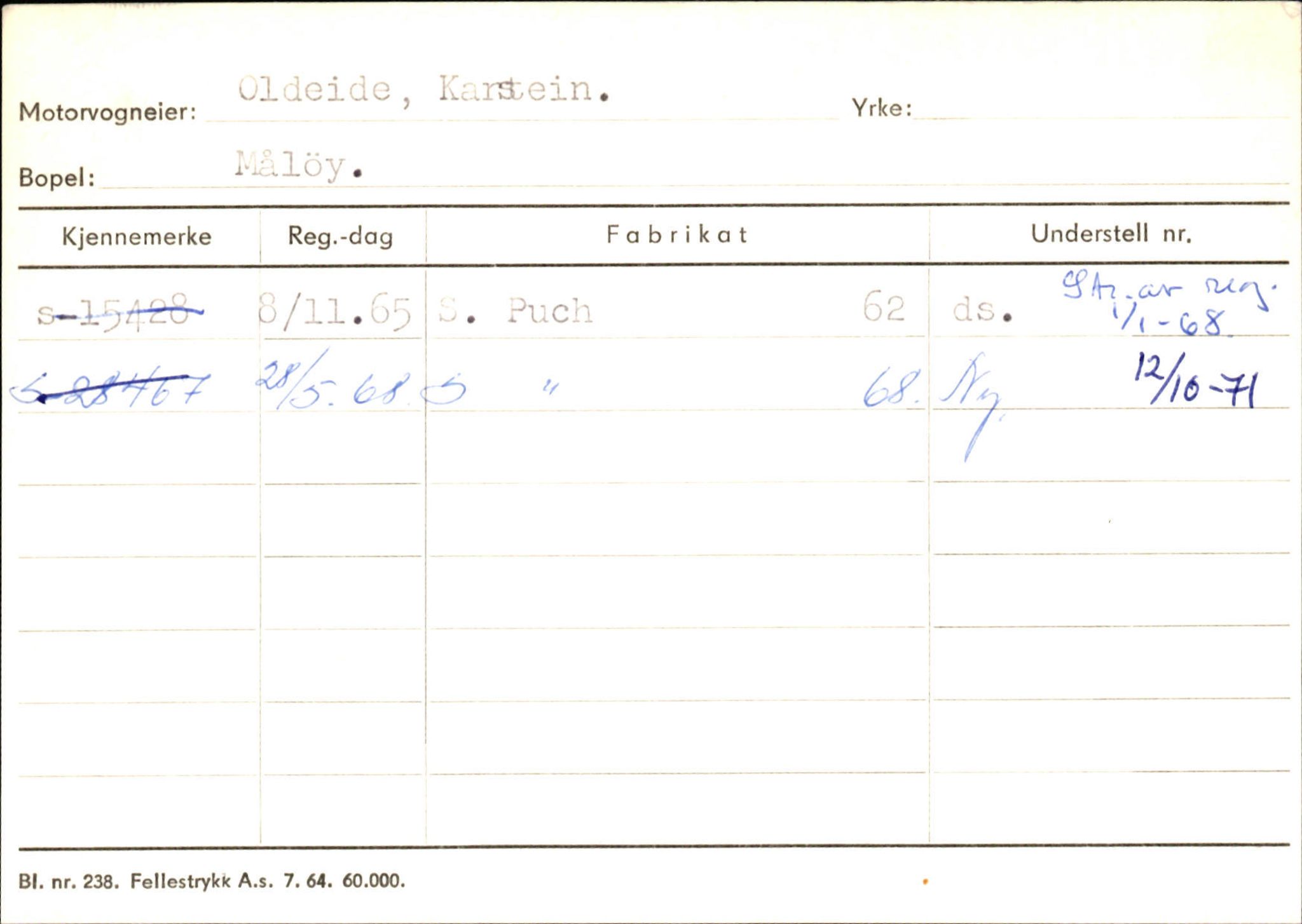 Statens vegvesen, Sogn og Fjordane vegkontor, SAB/A-5301/4/F/L0144: Registerkort Vågsøy A-R, 1945-1975, p. 2154