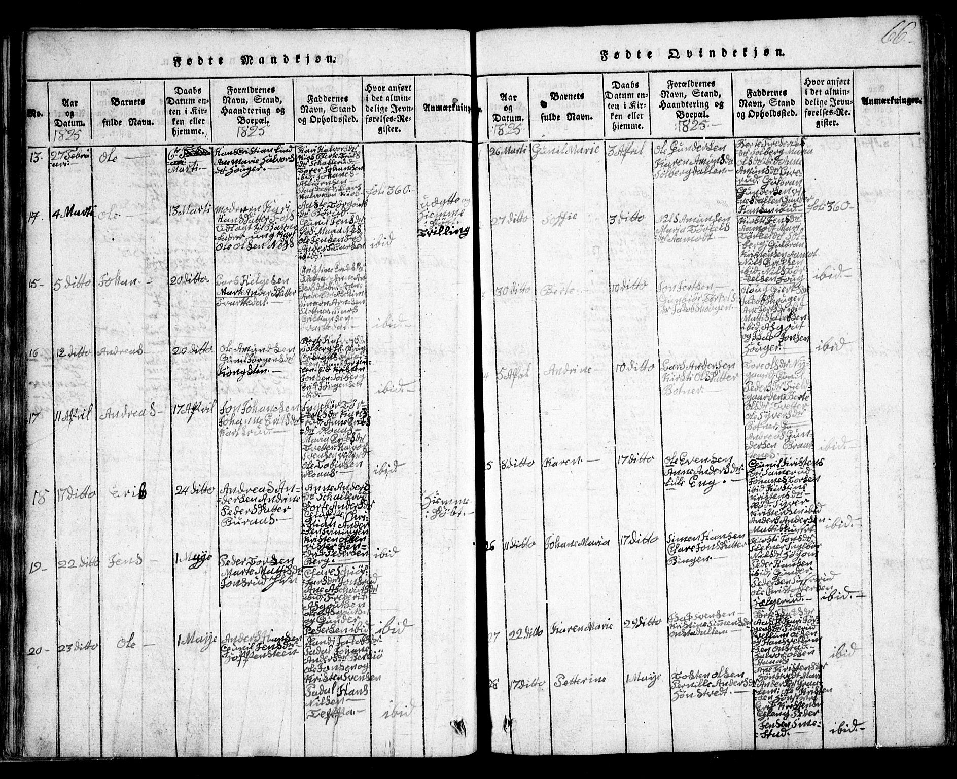 Skiptvet prestekontor Kirkebøker, AV/SAO-A-20009/G/Ga/L0001: Parish register (copy) no. 1, 1815-1838, p. 66