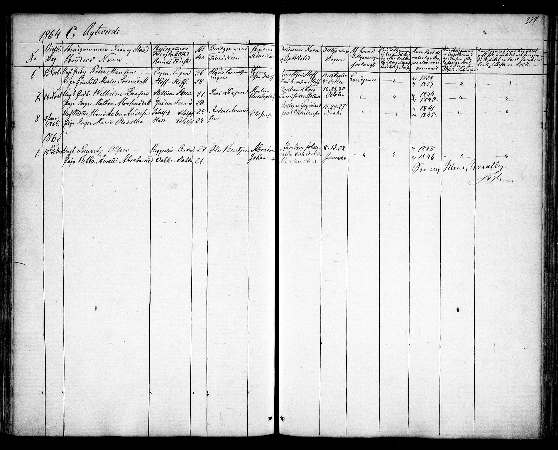 Hobøl prestekontor Kirkebøker, SAO/A-2002/F/Fa/L0003: Parish register (official) no. I 3, 1842-1864, p. 327