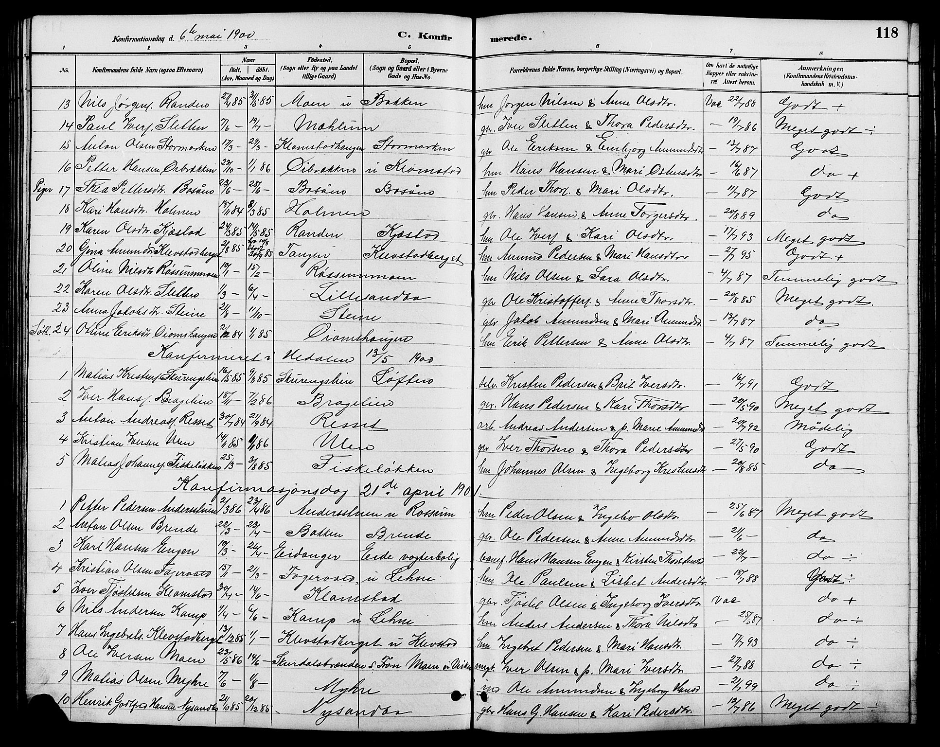 Nord-Fron prestekontor, SAH/PREST-080/H/Ha/Hab/L0006: Parish register (copy) no. 6, 1887-1914, p. 118
