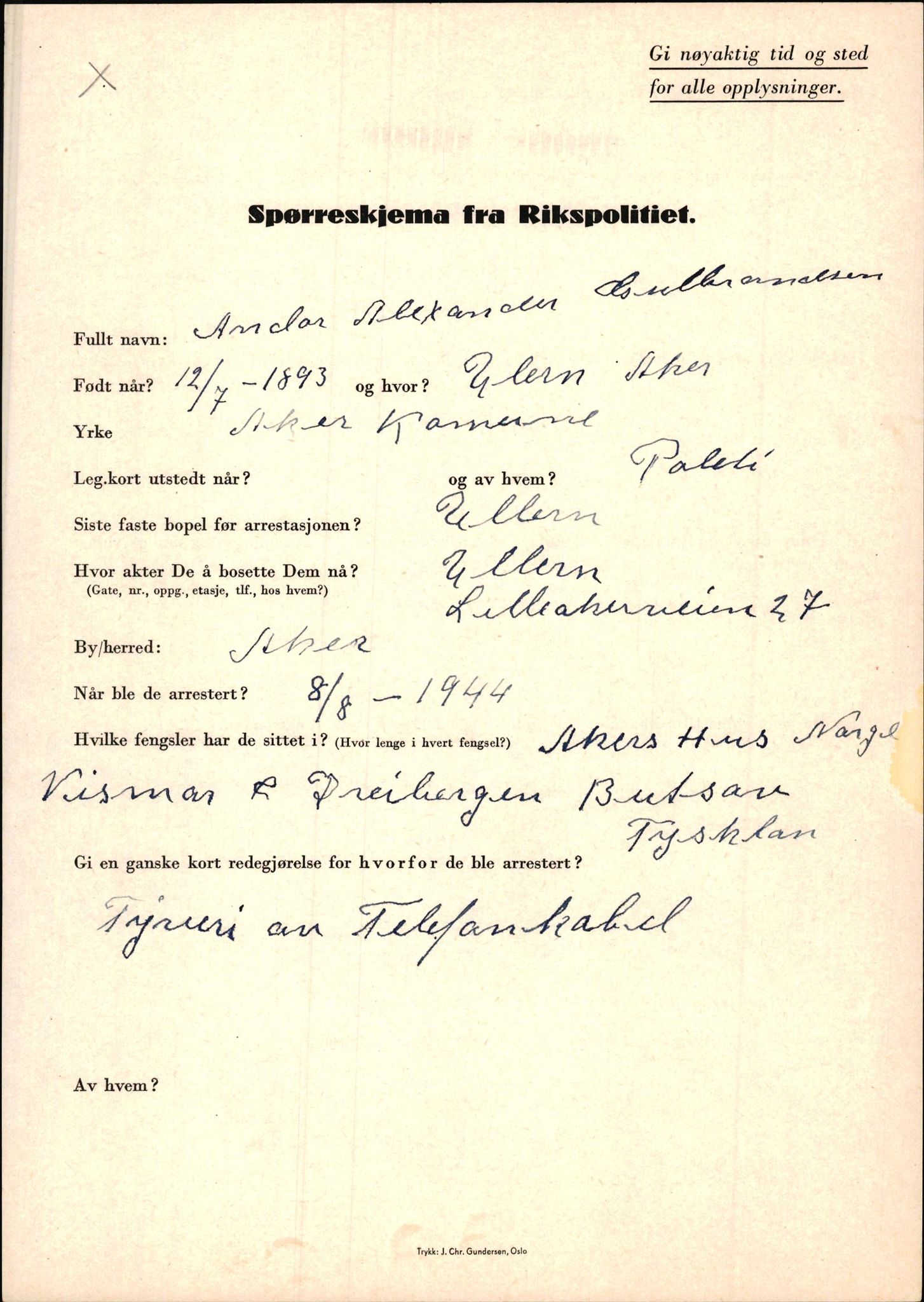 Rikspolitisjefen, AV/RA-S-1560/L/L0005: Gidske, Peder Martin -  Hansell, Georg, 1940-1945, p. 457