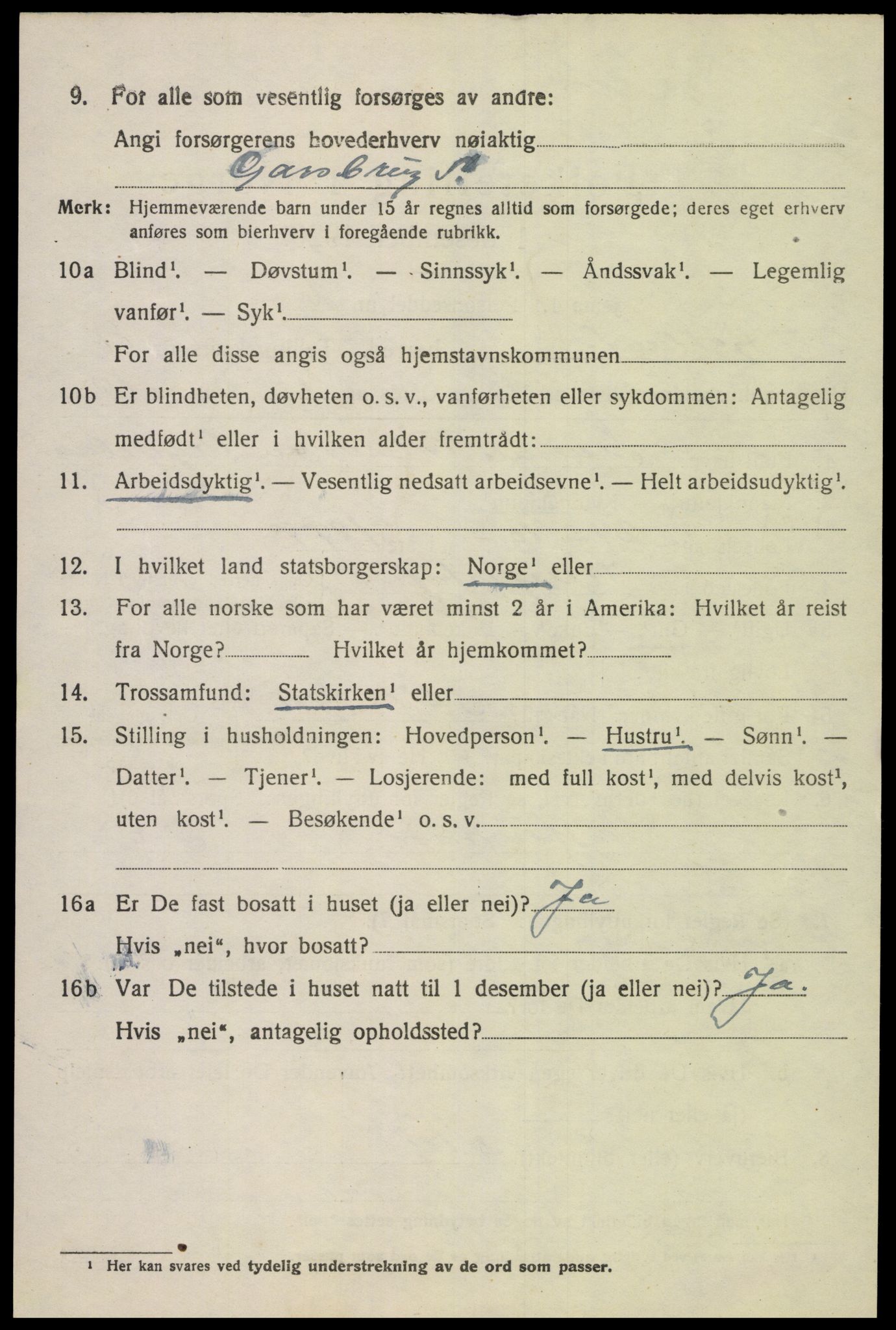 SAK, 1920 census for Fjotland, 1920, p. 2385