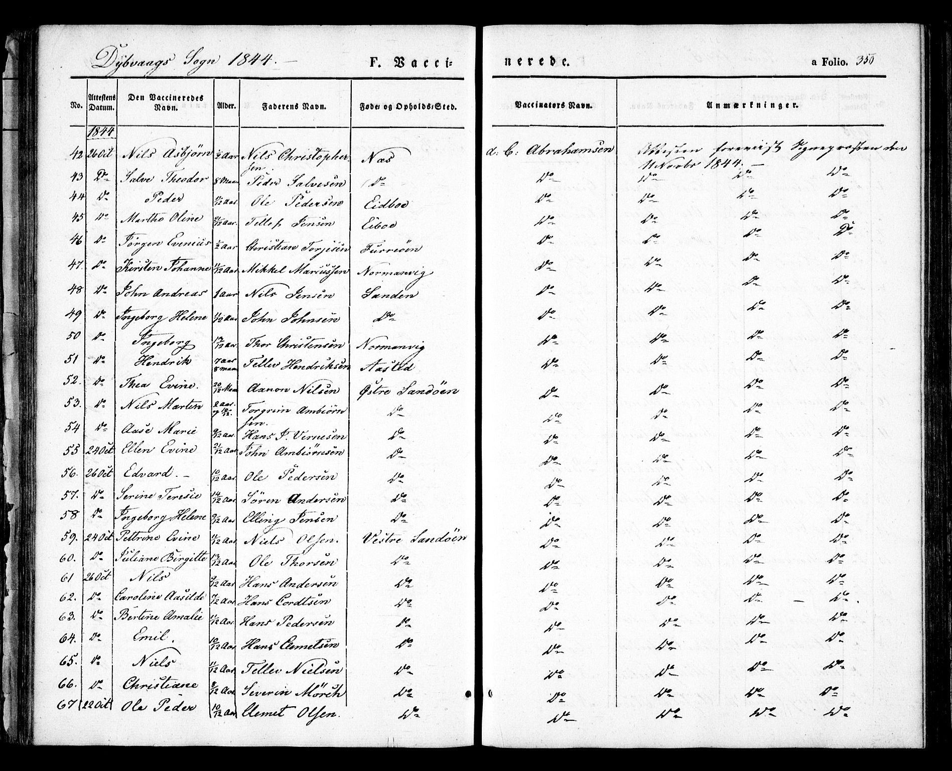 Dypvåg sokneprestkontor, AV/SAK-1111-0007/F/Fa/Faa/L0005: Parish register (official) no. A 5, 1841-1854, p. 350