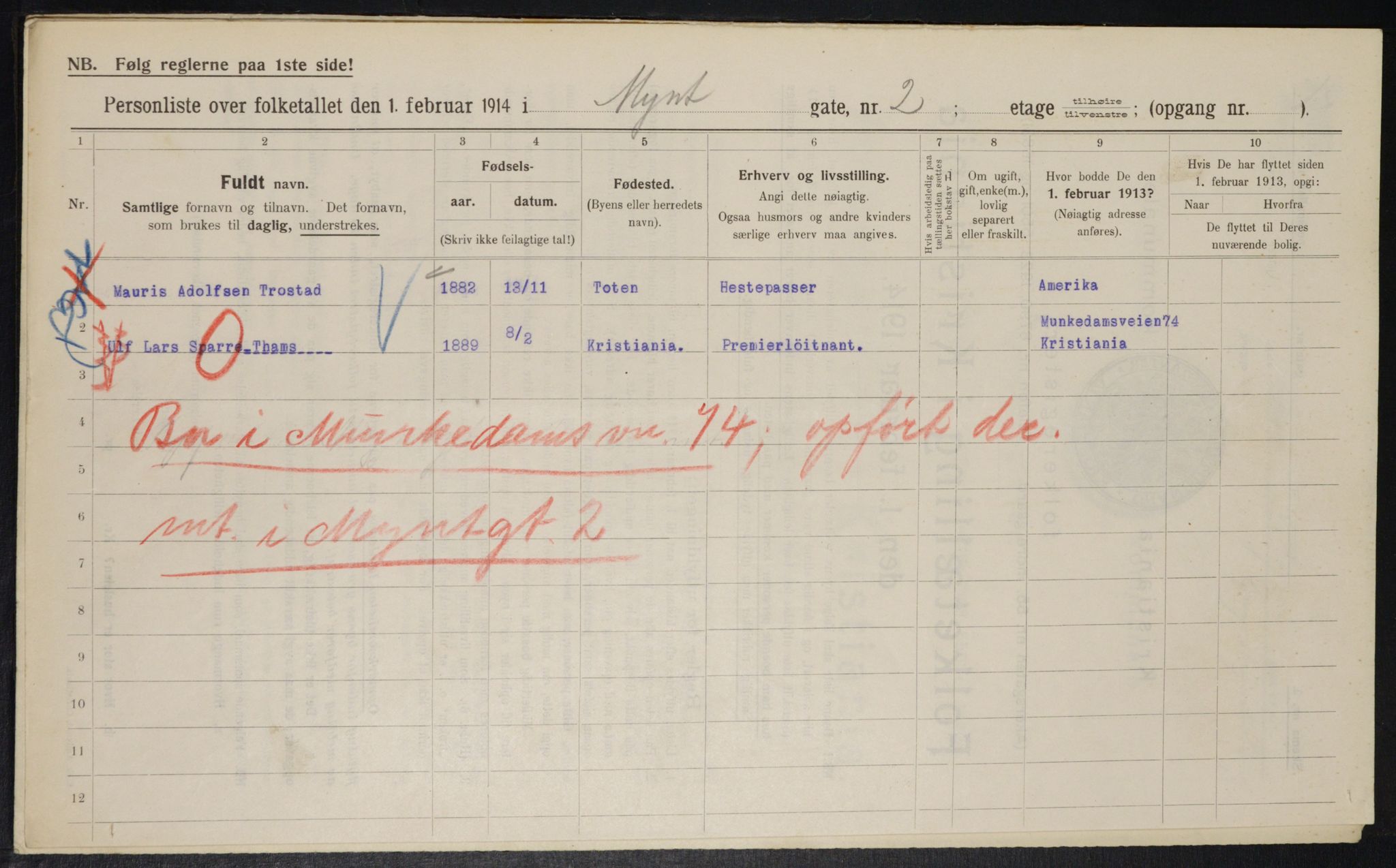 OBA, Municipal Census 1914 for Kristiania, 1914, p. 68338