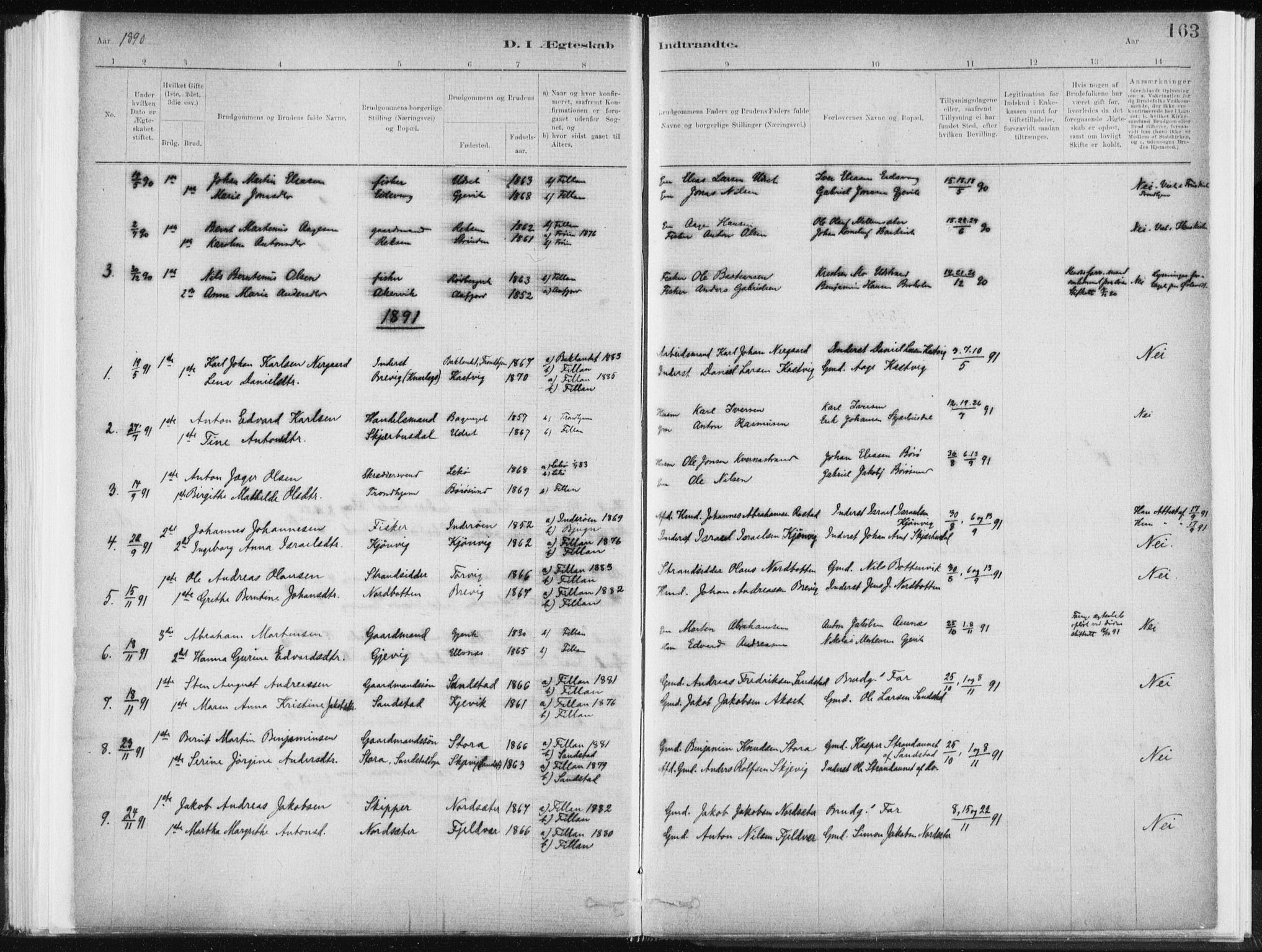 Ministerialprotokoller, klokkerbøker og fødselsregistre - Sør-Trøndelag, SAT/A-1456/637/L0558: Parish register (official) no. 637A01, 1882-1899, p. 163