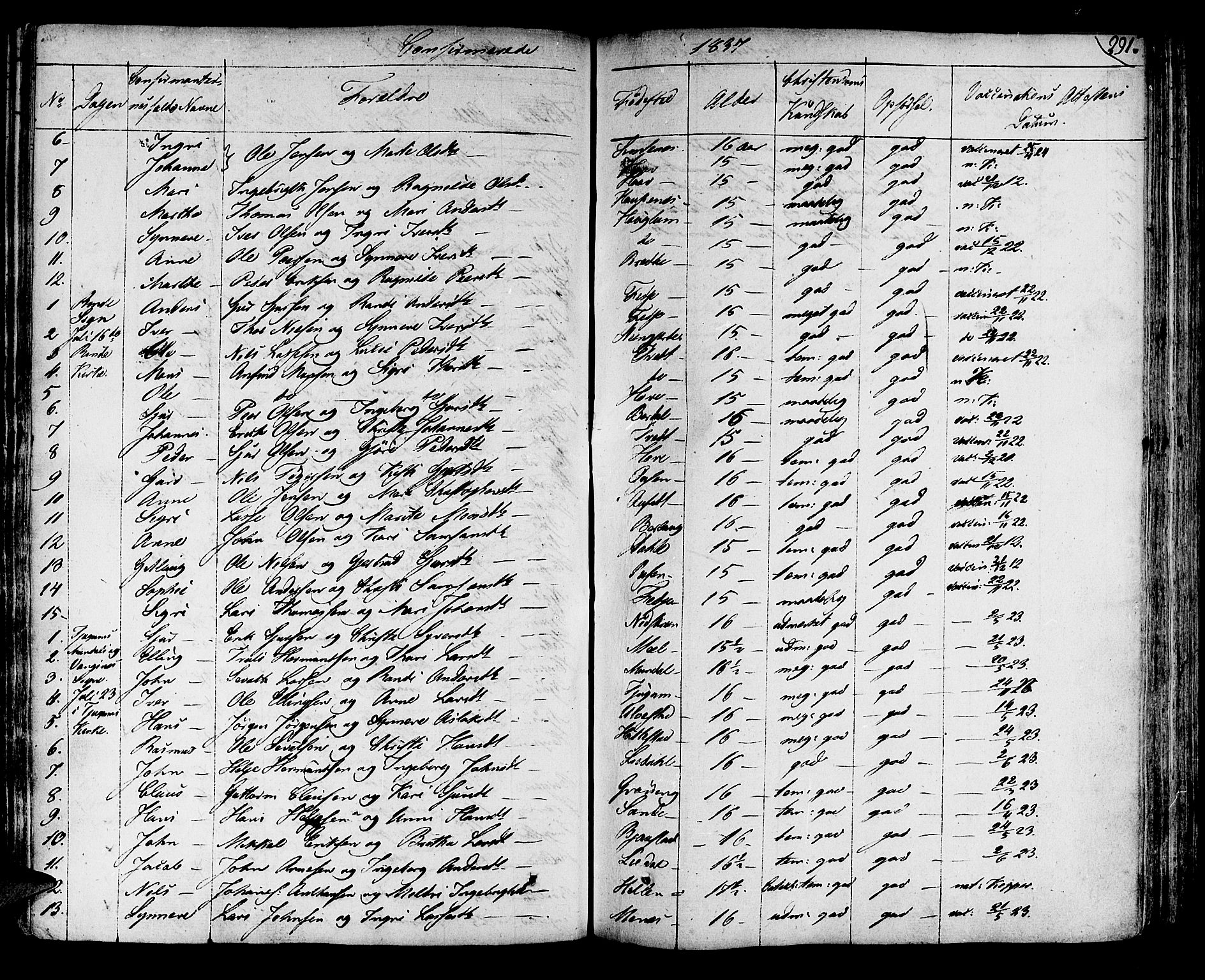 Leikanger sokneprestembete, AV/SAB-A-81001/H/Haa/Haaa/L0006: Parish register (official) no. A 6, 1810-1838, p. 291