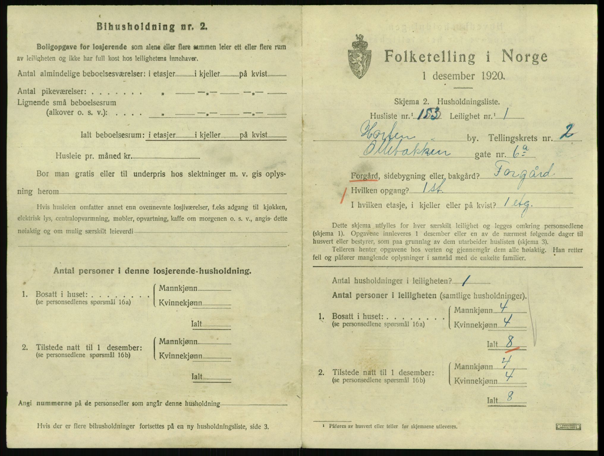 SAKO, 1920 census for Horten, 1920, p. 3911