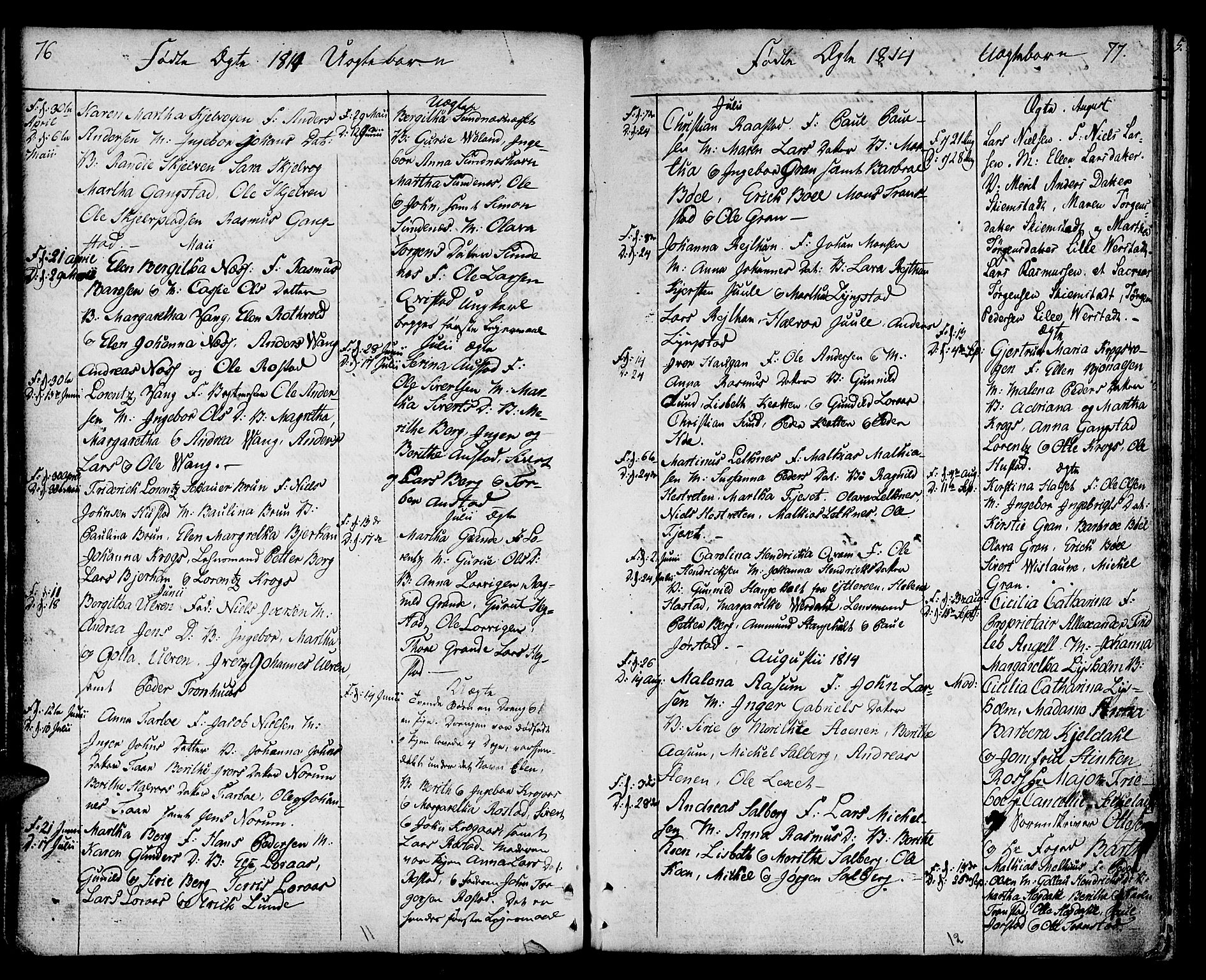 Ministerialprotokoller, klokkerbøker og fødselsregistre - Nord-Trøndelag, SAT/A-1458/730/L0274: Parish register (official) no. 730A03, 1802-1816, p. 76-77