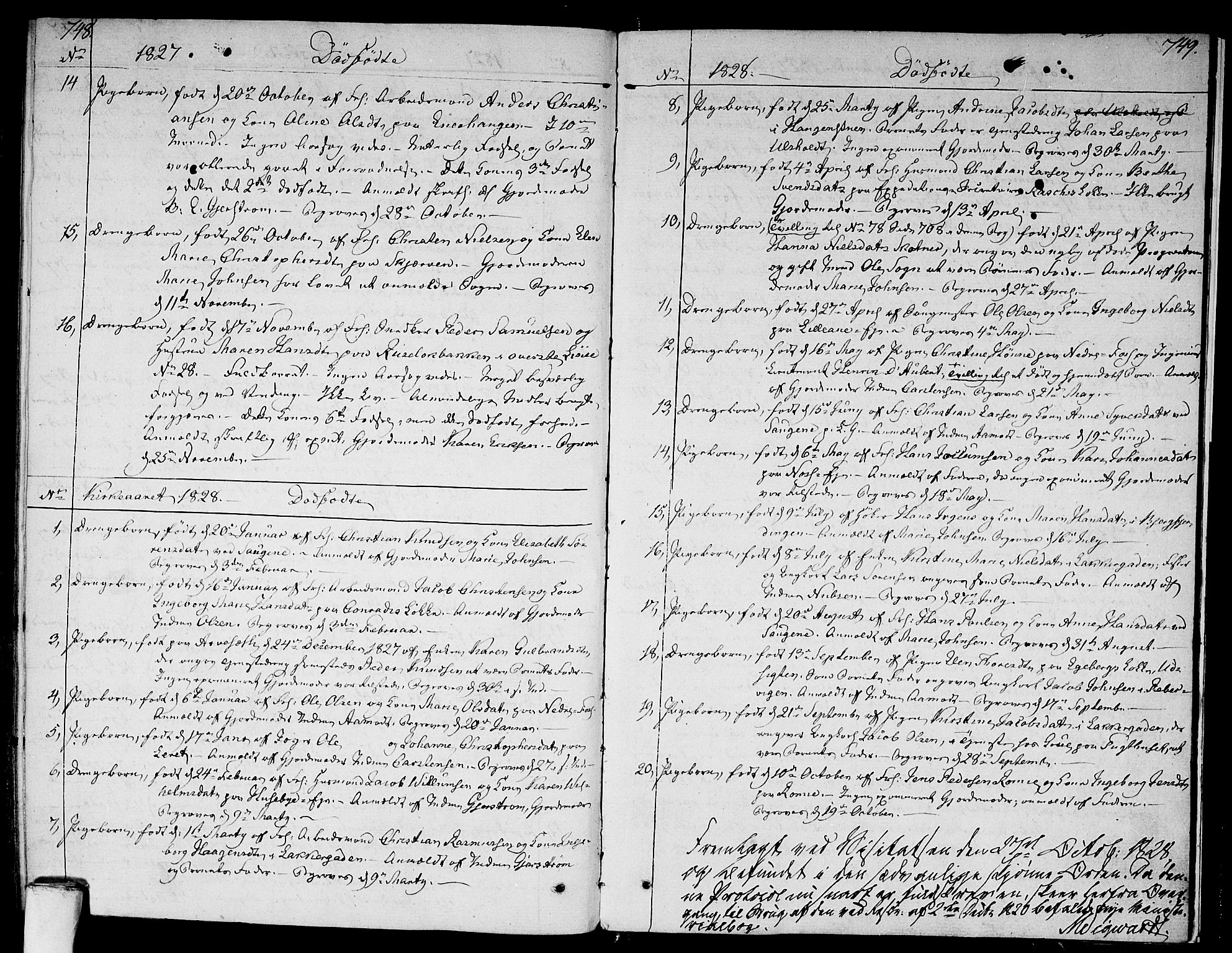 Aker prestekontor kirkebøker, AV/SAO-A-10861/F/L0012: Parish register (official) no. 12, 1819-1828, p. 748-749