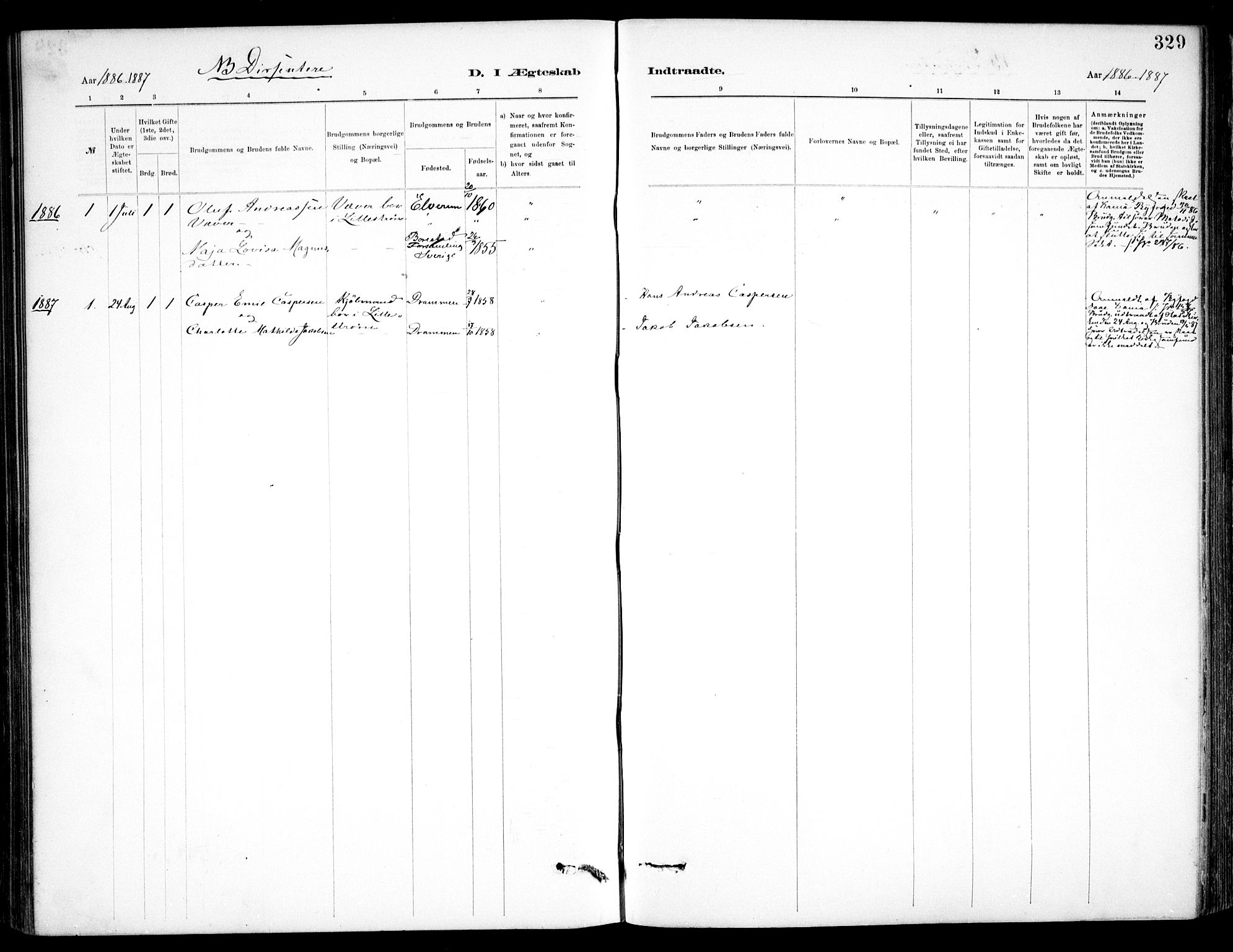 Skedsmo prestekontor Kirkebøker, SAO/A-10033a/F/Fa/L0013: Parish register (official) no. I 13, 1883-1891, p. 329