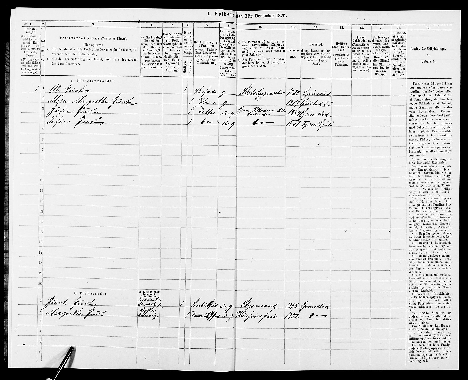 SAK, 1875 census for 0923L Fjære/Fjære, 1875, p. 626