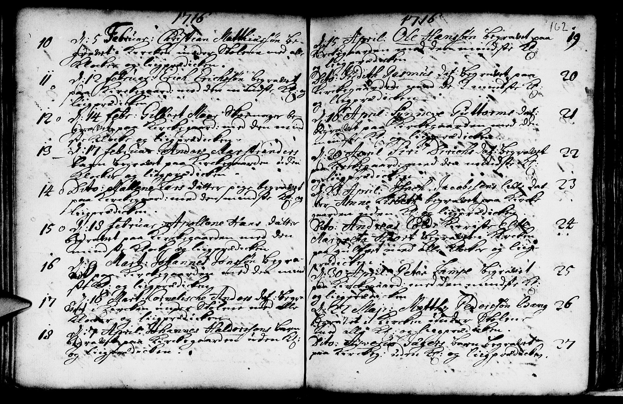 Nykirken Sokneprestembete, AV/SAB-A-77101/H/Haa/L0009: Parish register (official) no. A 9, 1689-1759, p. 162