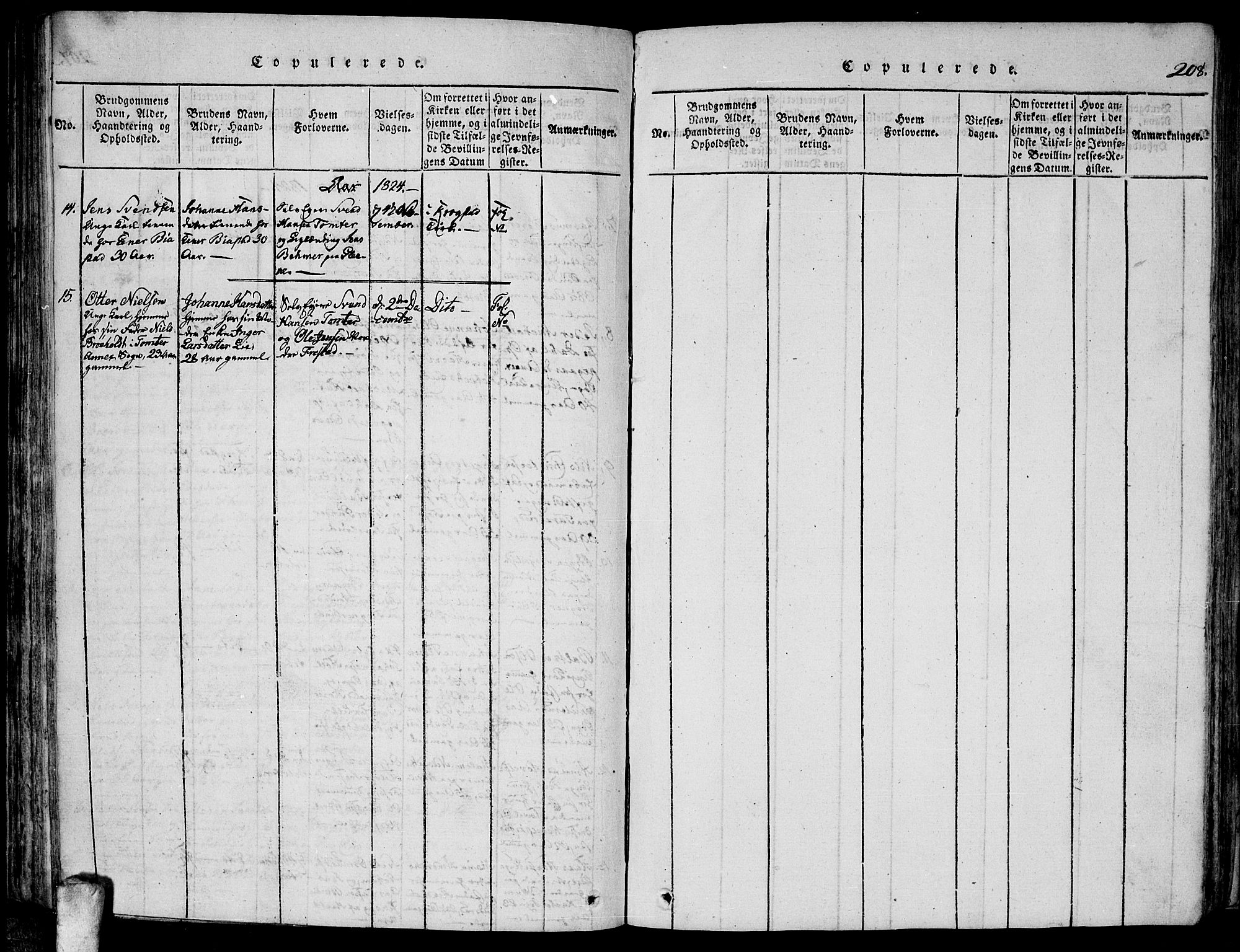 Kråkstad prestekontor Kirkebøker, AV/SAO-A-10125a/F/Fa/L0003: Parish register (official) no. I 3, 1813-1824, p. 208