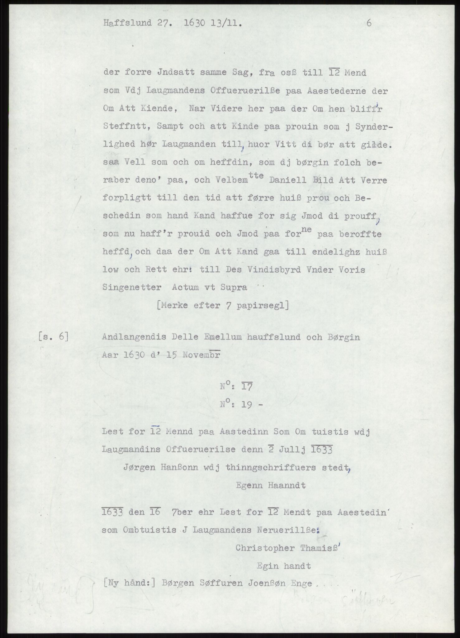 Samlinger til kildeutgivelse, Diplomavskriftsamlingen, RA/EA-4053/H/Ha, p. 241