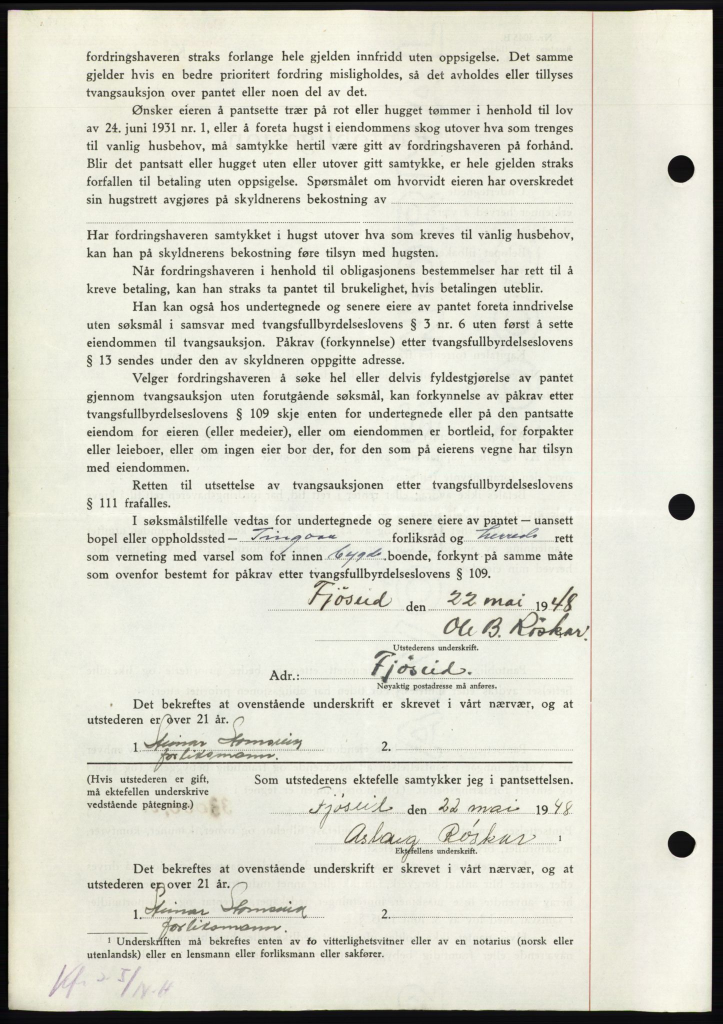 Nordmøre sorenskriveri, AV/SAT-A-4132/1/2/2Ca: Mortgage book no. B98, 1948-1948, Diary no: : 1648/1948