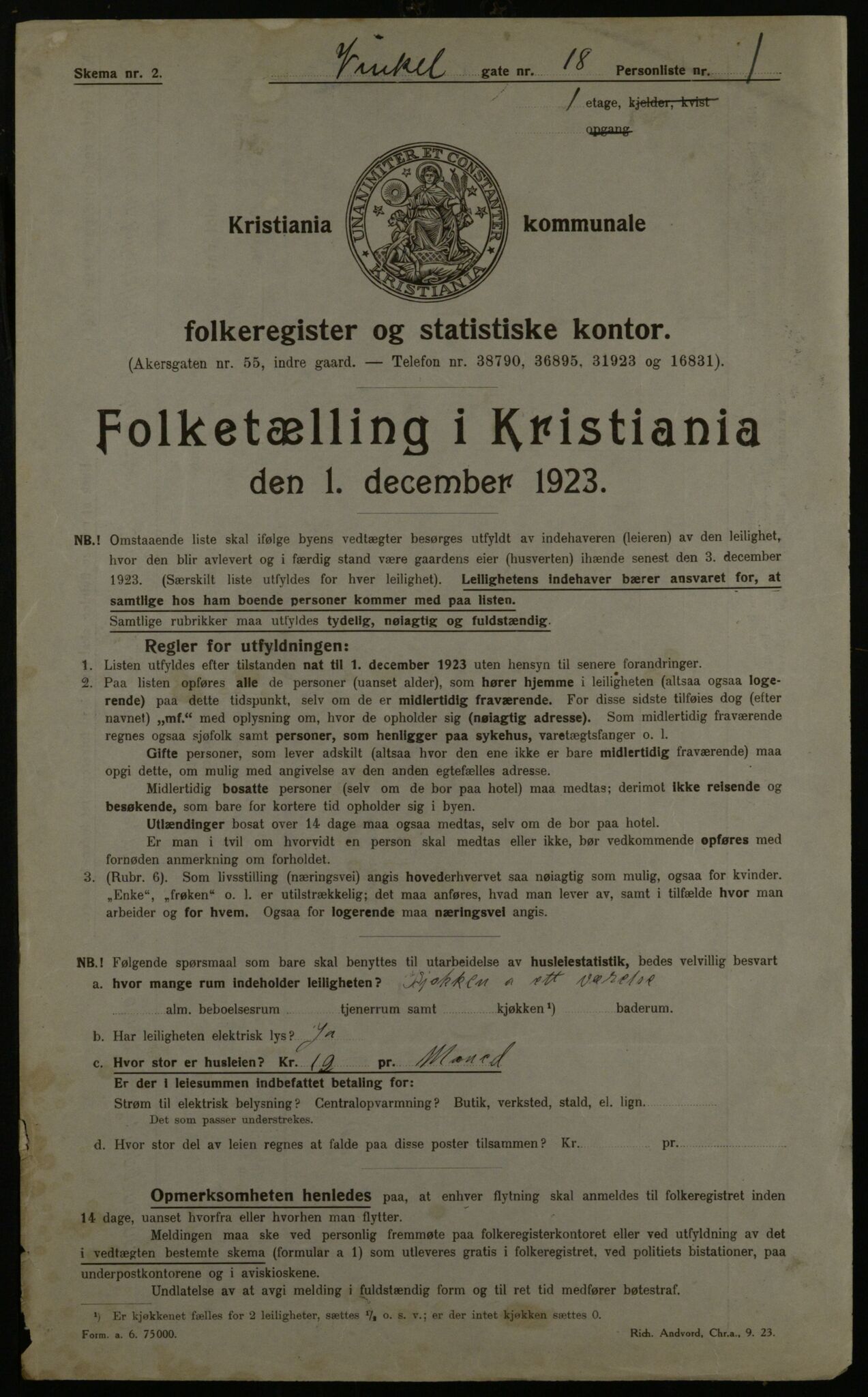 OBA, Municipal Census 1923 for Kristiania, 1923, p. 136858