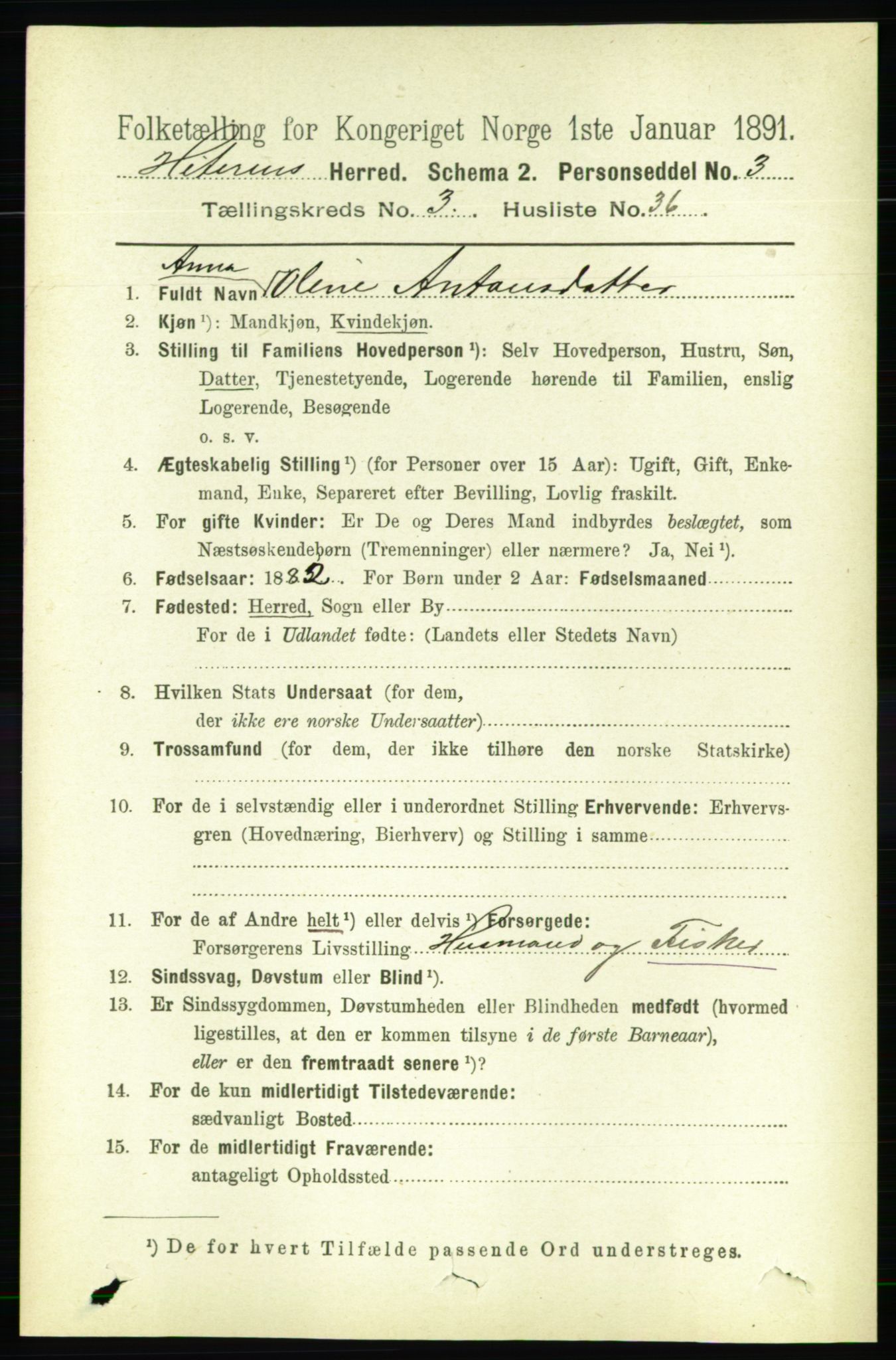 RA, 1891 census for 1617 Hitra, 1891, p. 714