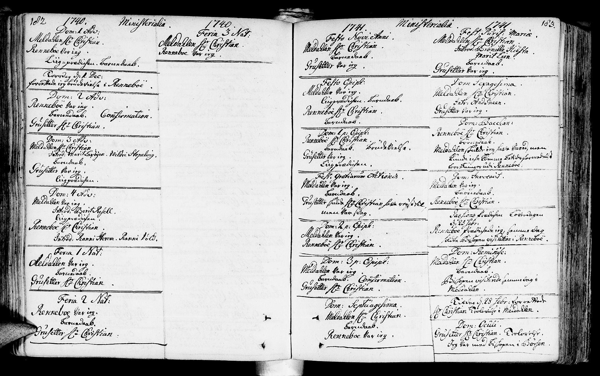 Ministerialprotokoller, klokkerbøker og fødselsregistre - Sør-Trøndelag, SAT/A-1456/672/L0850: Parish register (official) no. 672A03, 1725-1751, p. 182-183